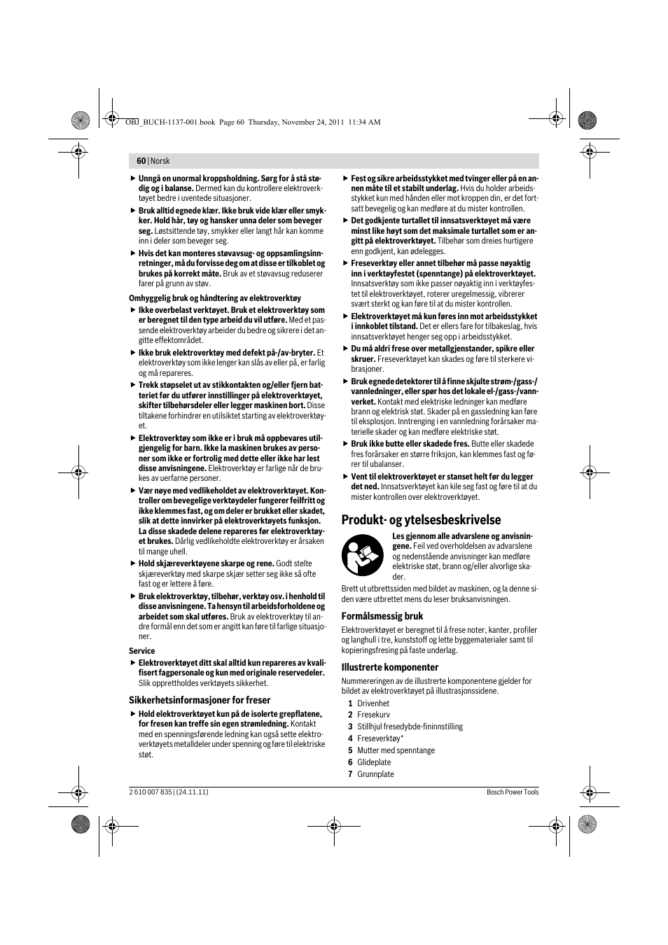 Produkt- og ytelsesbeskrivelse | Bosch GKF 600 Professional User Manual | Page 60 / 178