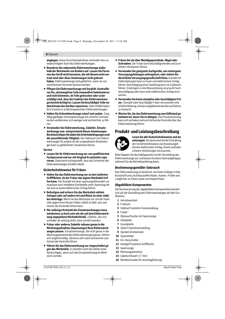 Produkt- und leistungsbeschreibung | Bosch GKF 600 Professional User Manual | Page 8 / 178