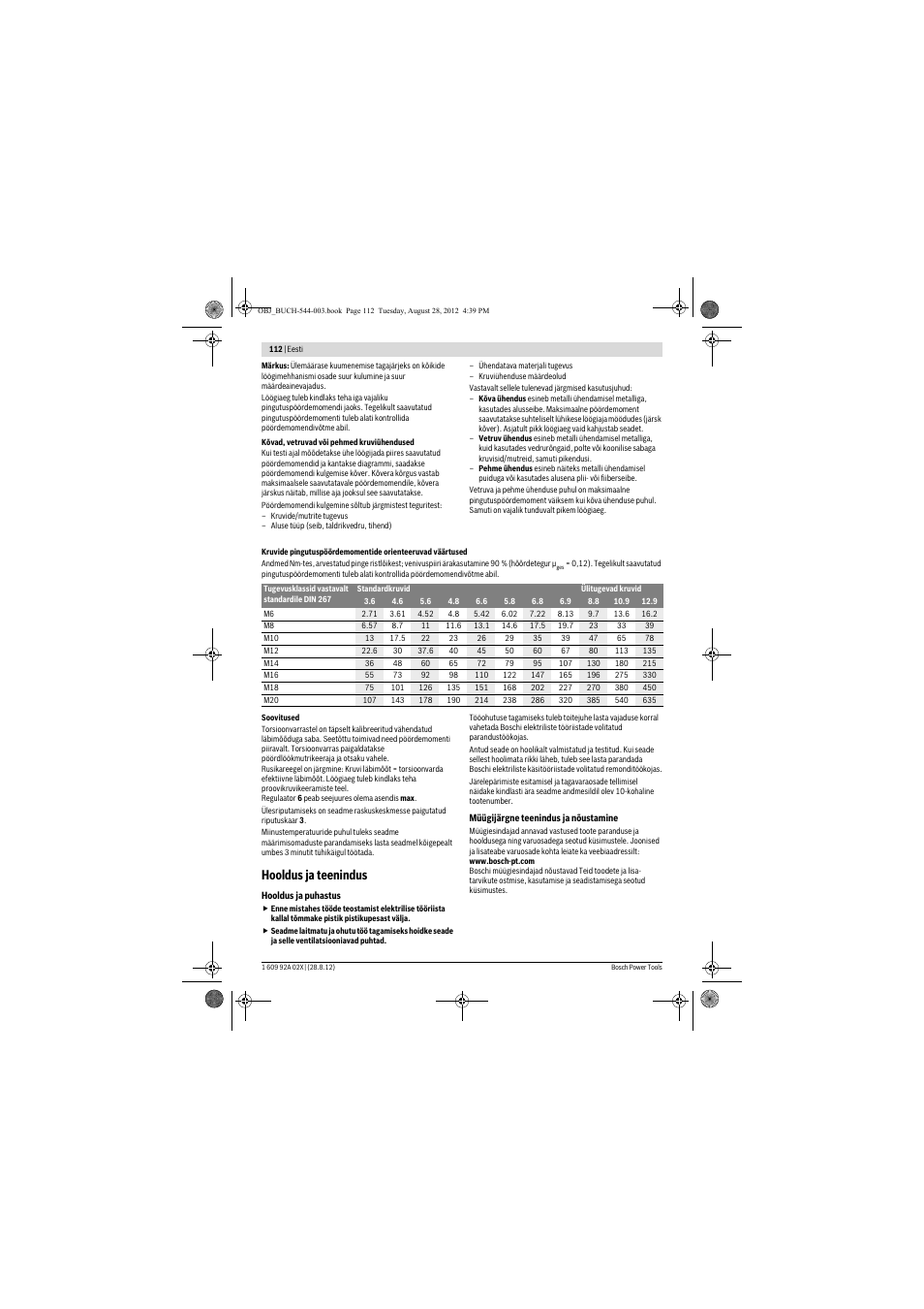 Hooldus ja teenindus | Bosch GDS 18 E Professional User Manual | Page 112 / 131