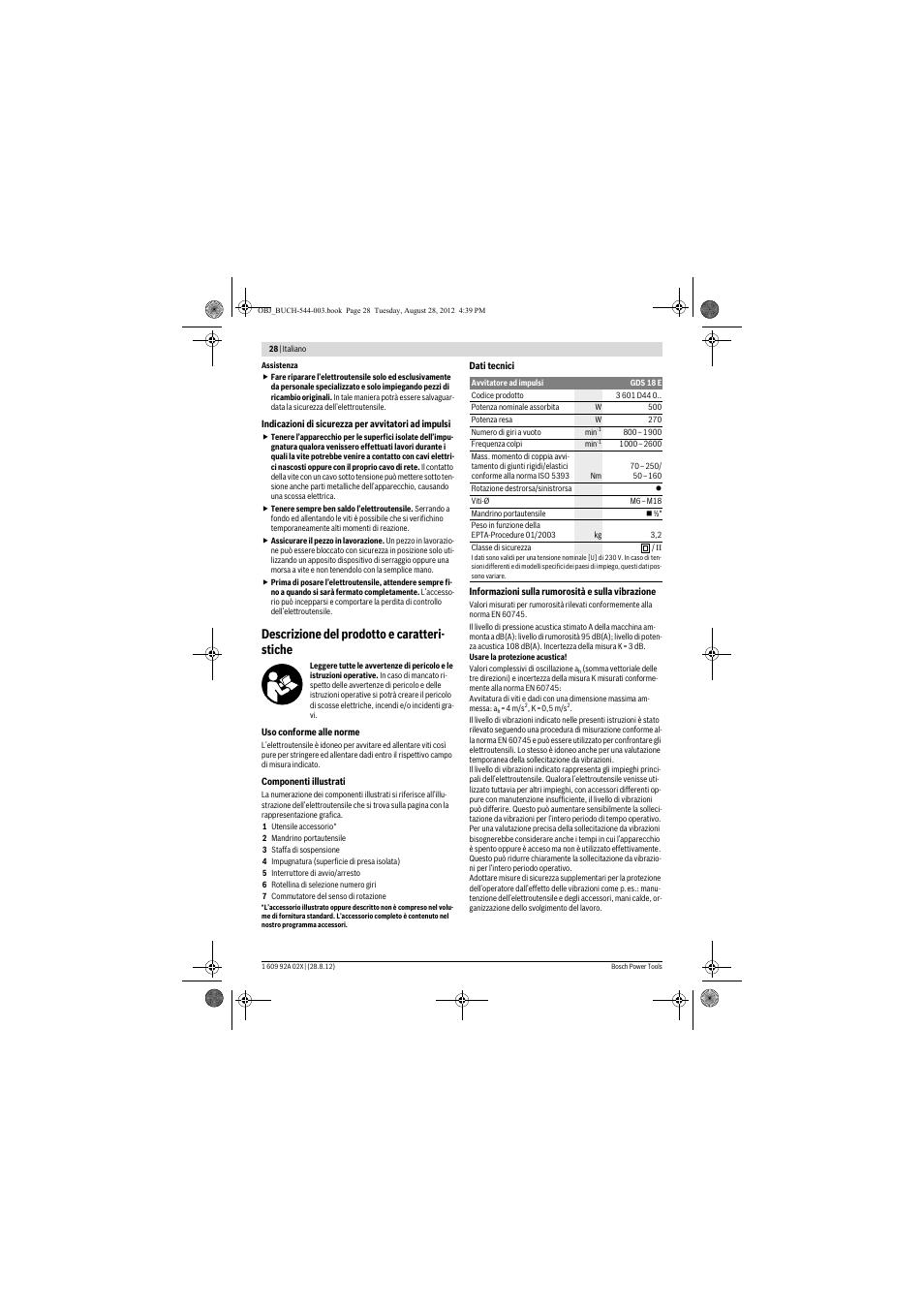 Descrizione del prodotto e caratteri- stiche | Bosch GDS 18 E Professional User Manual | Page 28 / 131