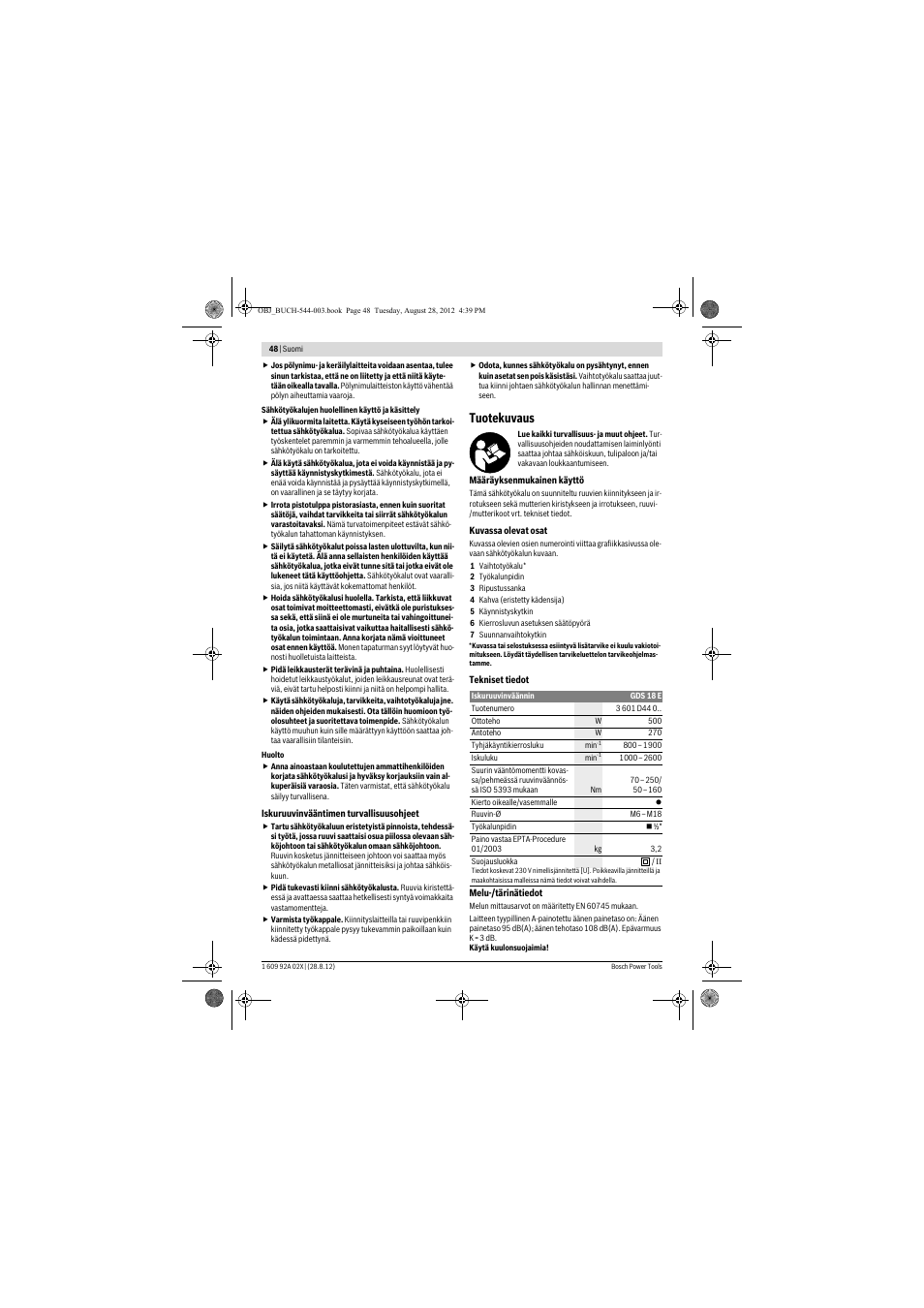 Tuotekuvaus | Bosch GDS 18 E Professional User Manual | Page 48 / 131