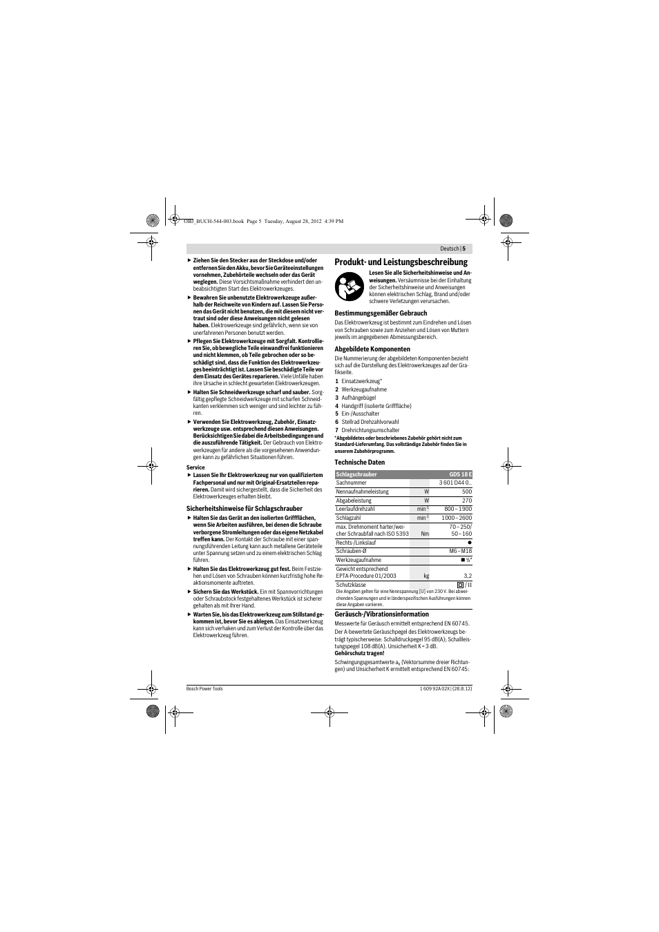 Produkt- und leistungsbeschreibung | Bosch GDS 18 E Professional User Manual | Page 5 / 131