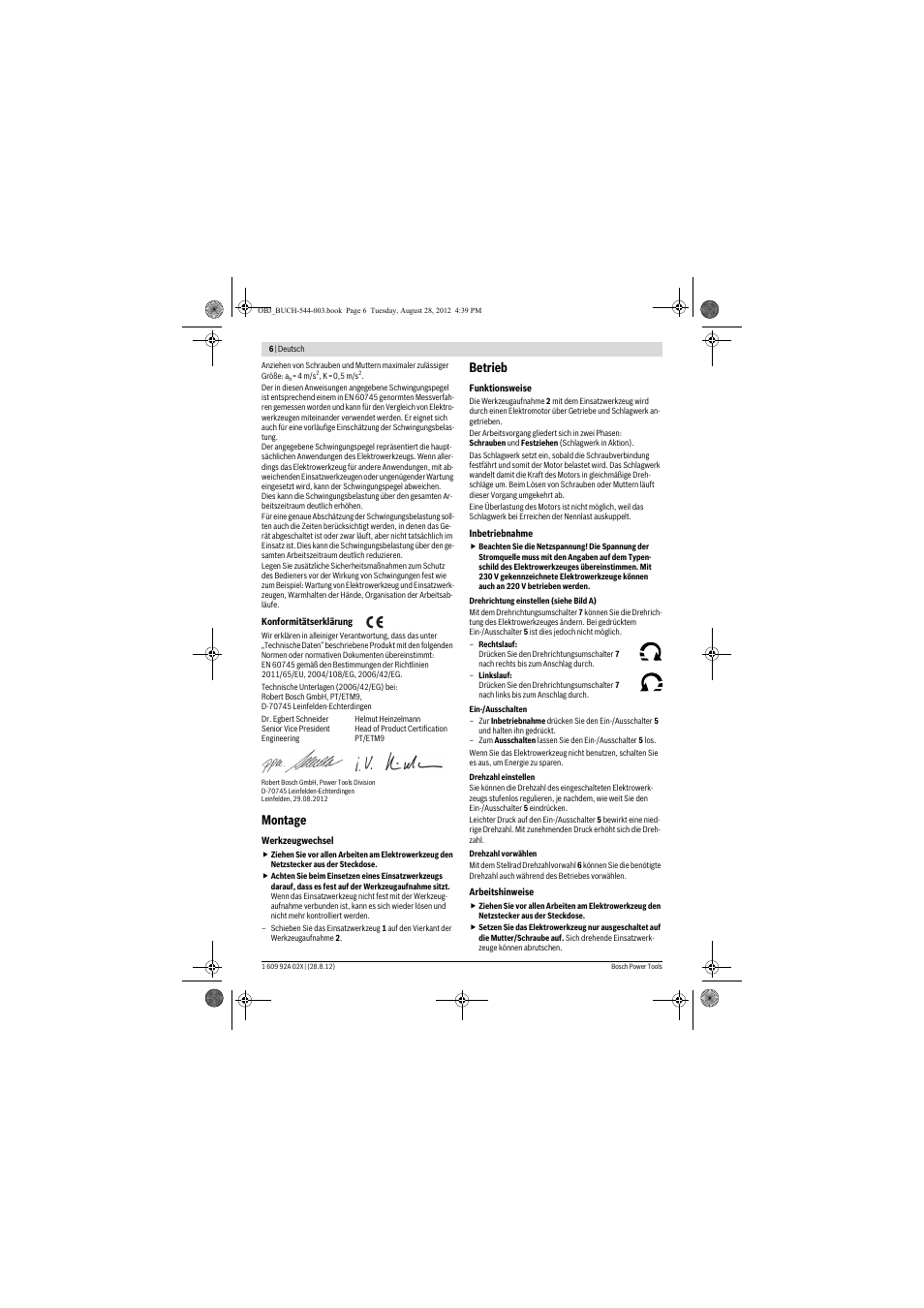 Montage, Betrieb | Bosch GDS 18 E Professional User Manual | Page 6 / 131