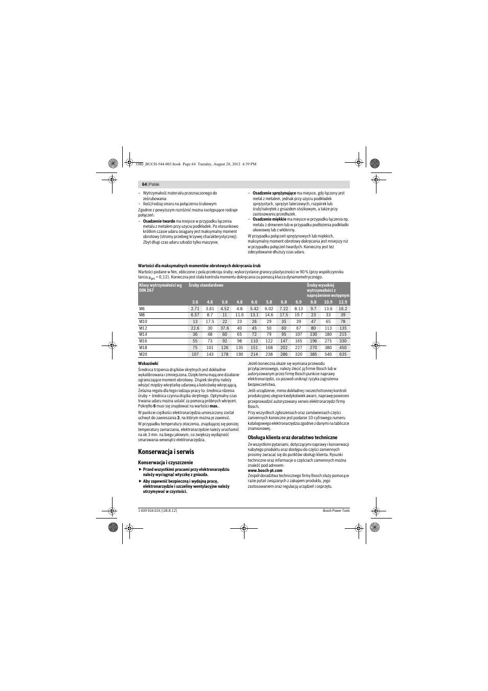 Konserwacja i serwis | Bosch GDS 18 E Professional User Manual | Page 64 / 131