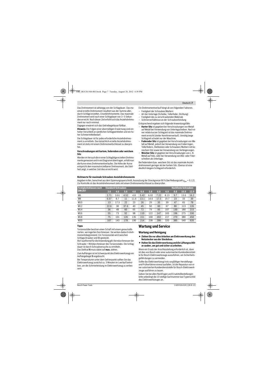Wartung und service | Bosch GDS 18 E Professional User Manual | Page 7 / 131
