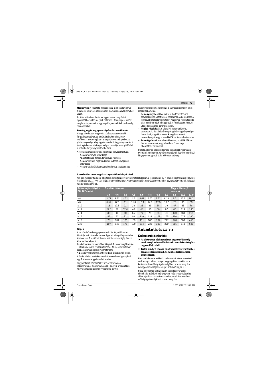 Karbantartás és szerviz | Bosch GDS 18 E Professional User Manual | Page 77 / 131