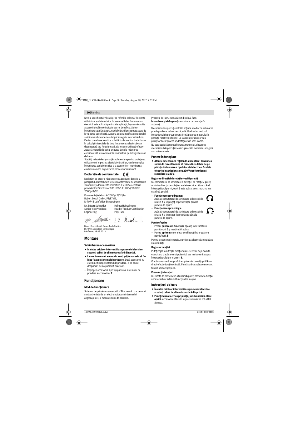 Montare, Funcţionare | Bosch GDS 18 E Professional User Manual | Page 90 / 131