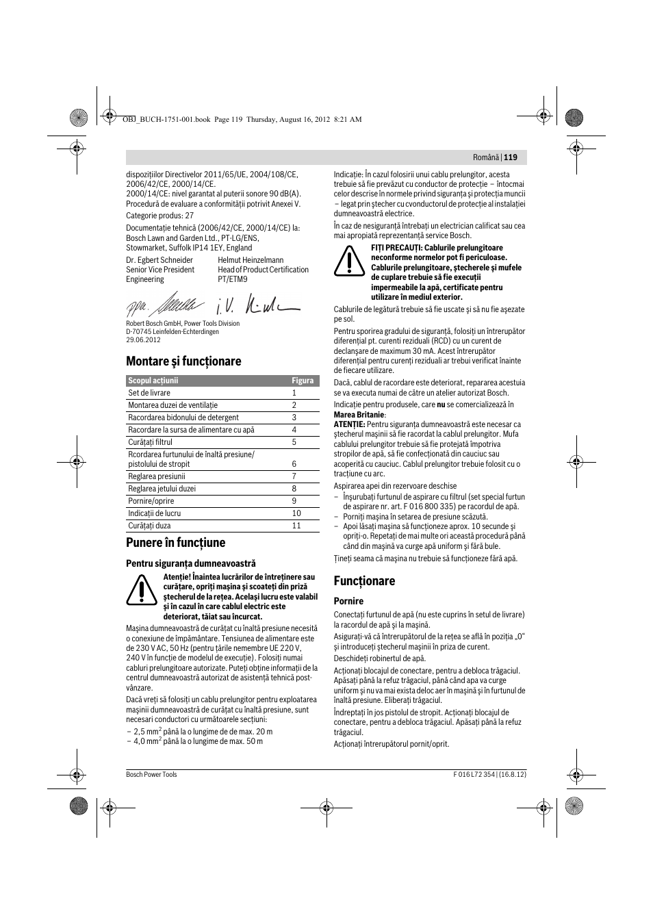 Montare şi funcţionare punere în funcţiune, Funcţionare | Bosch GHP 5-13 C User Manual | Page 119 / 178