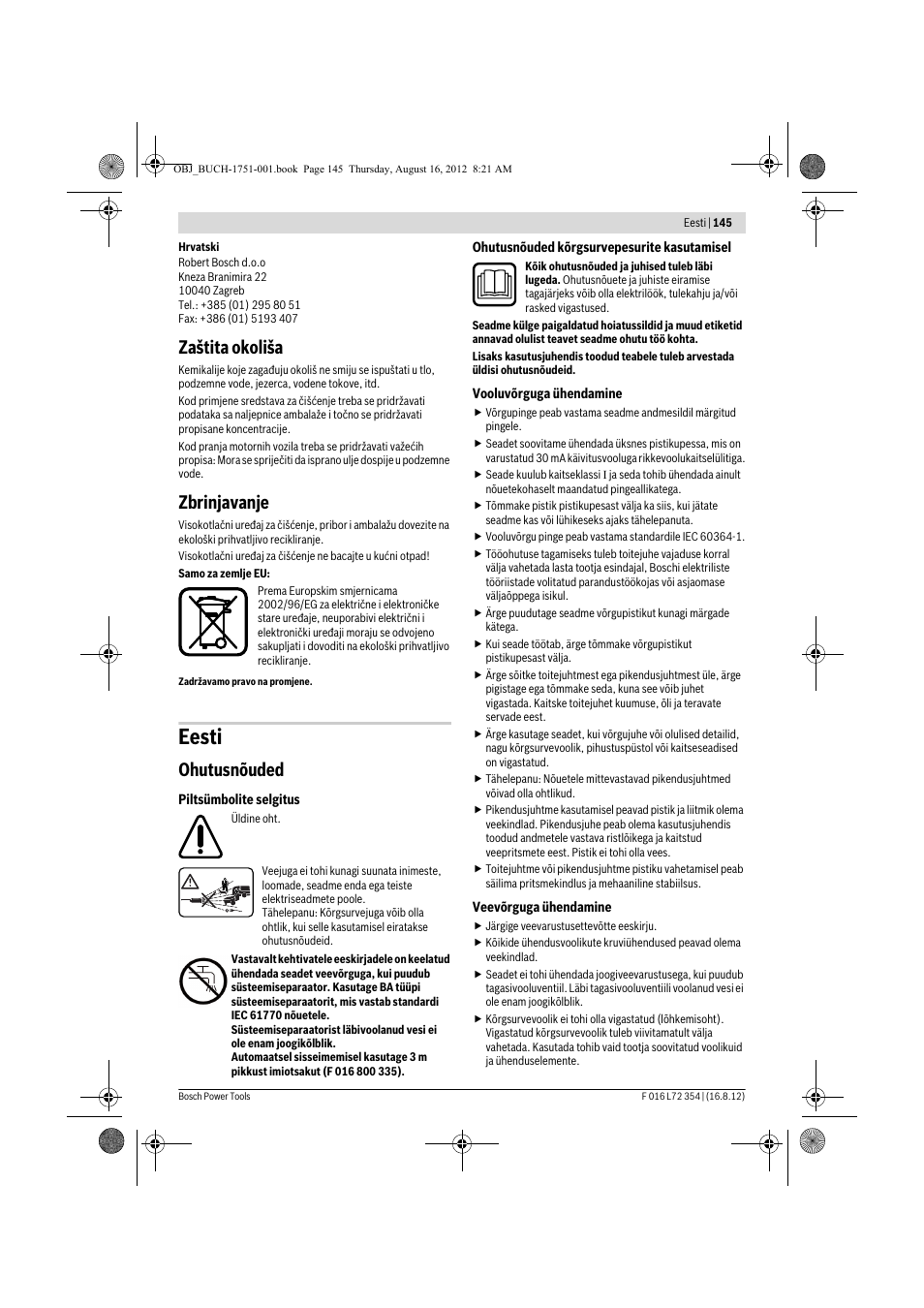 Eesti, Zaštita okoliša, Zbrinjavanje | Ohutusnõuded | Bosch GHP 5-13 C User Manual | Page 145 / 178