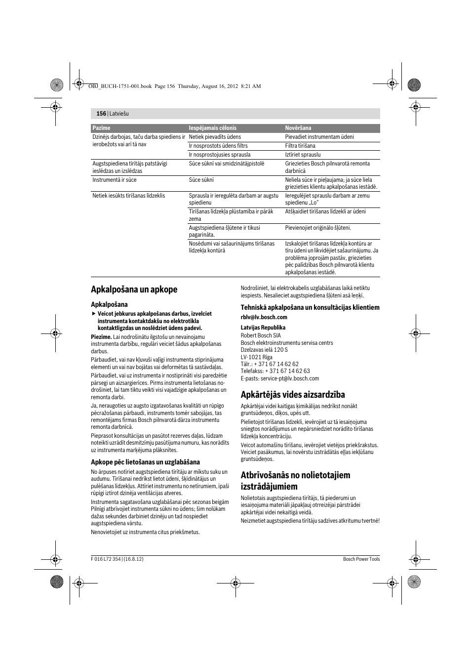 Apkalpošana un apkope, Apkārtējās vides aizsardzība, Atbrīvošanās no nolietotajiem izstrādājumiem | Bosch GHP 5-13 C User Manual | Page 156 / 178