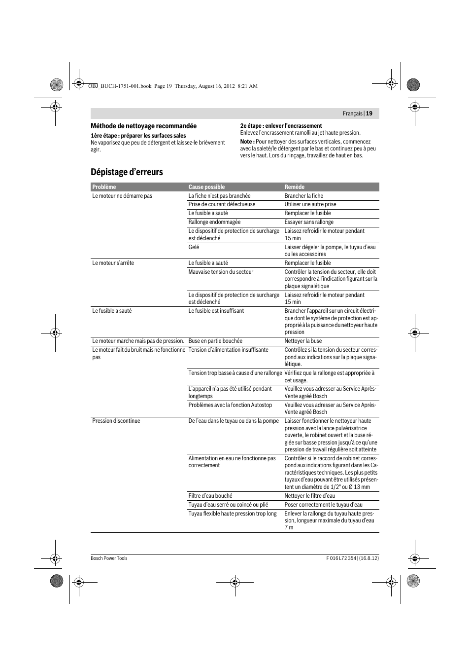 Dépistage d’erreurs | Bosch GHP 5-13 C User Manual | Page 19 / 178