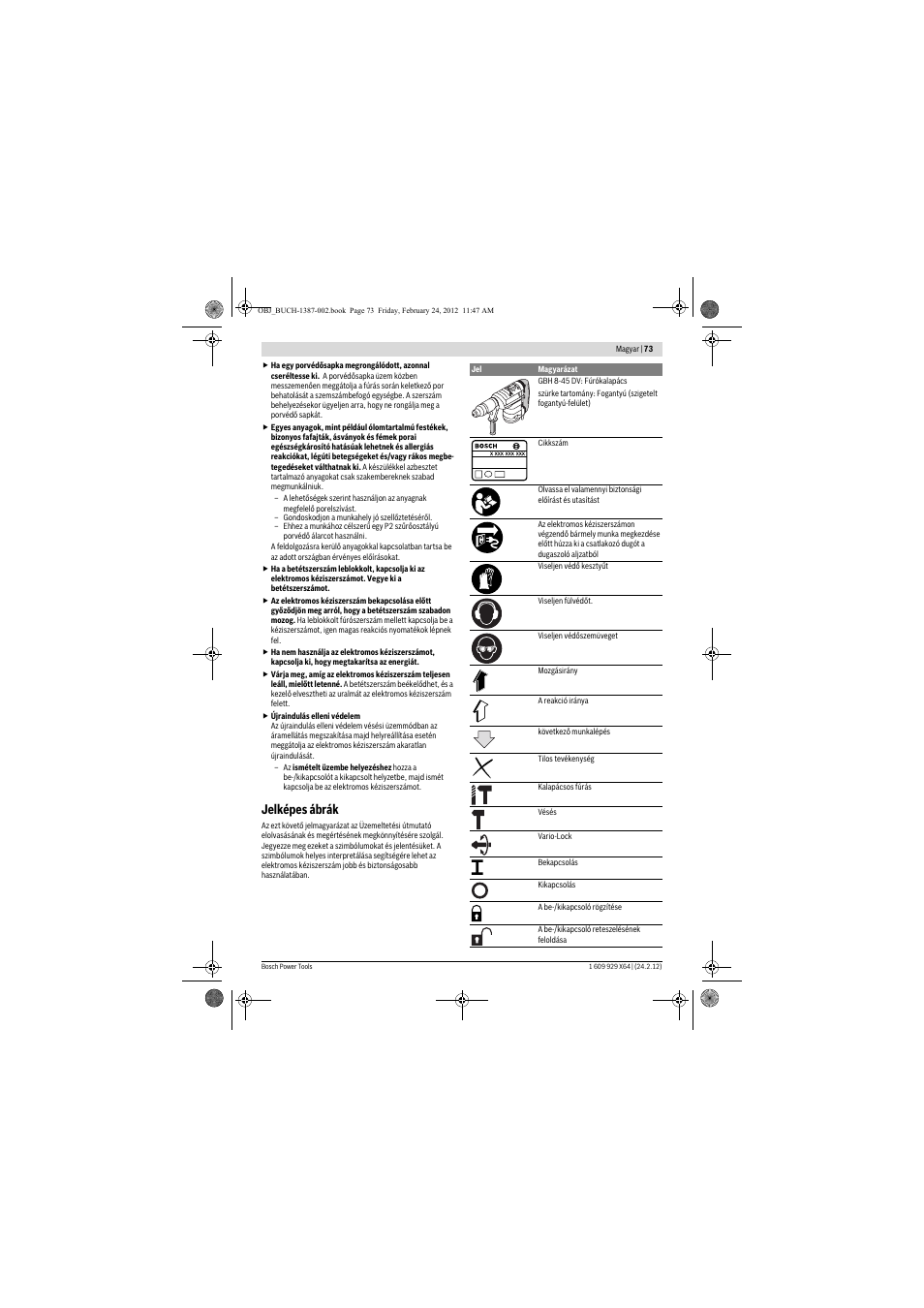 Jelképes ábrák | Bosch GBH 8-45 DV Professional User Manual | Page 73 / 132