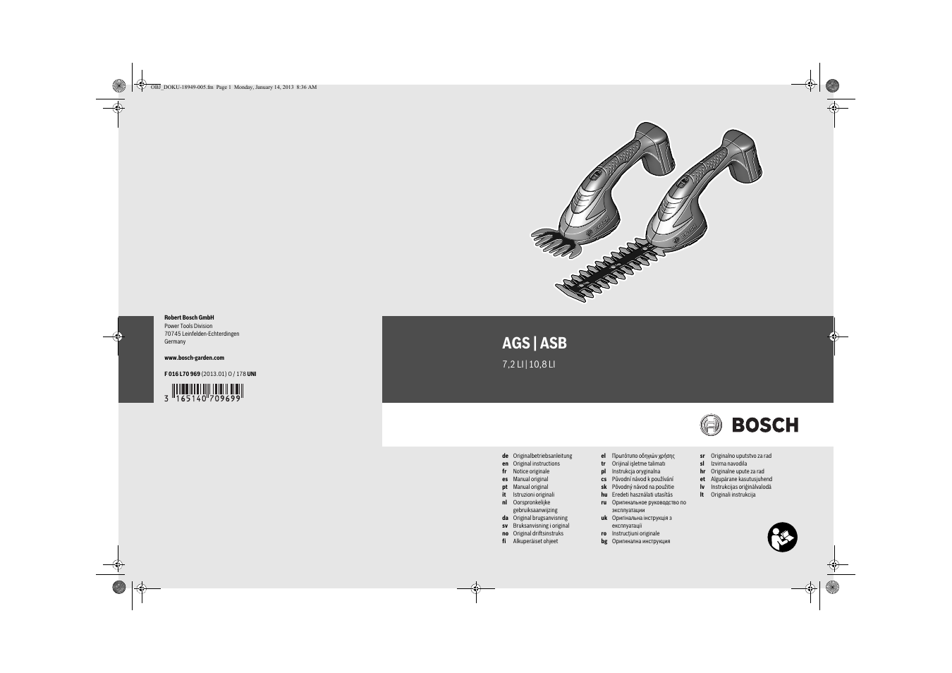 Bosch AGS 7,2 LI User Manual | 177 pages