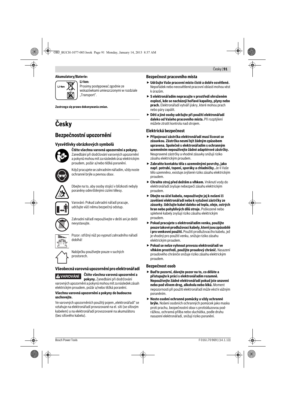 Česky, Bezpečnostní upozornění | Bosch AGS 7,2 LI User Manual | Page 91 / 177