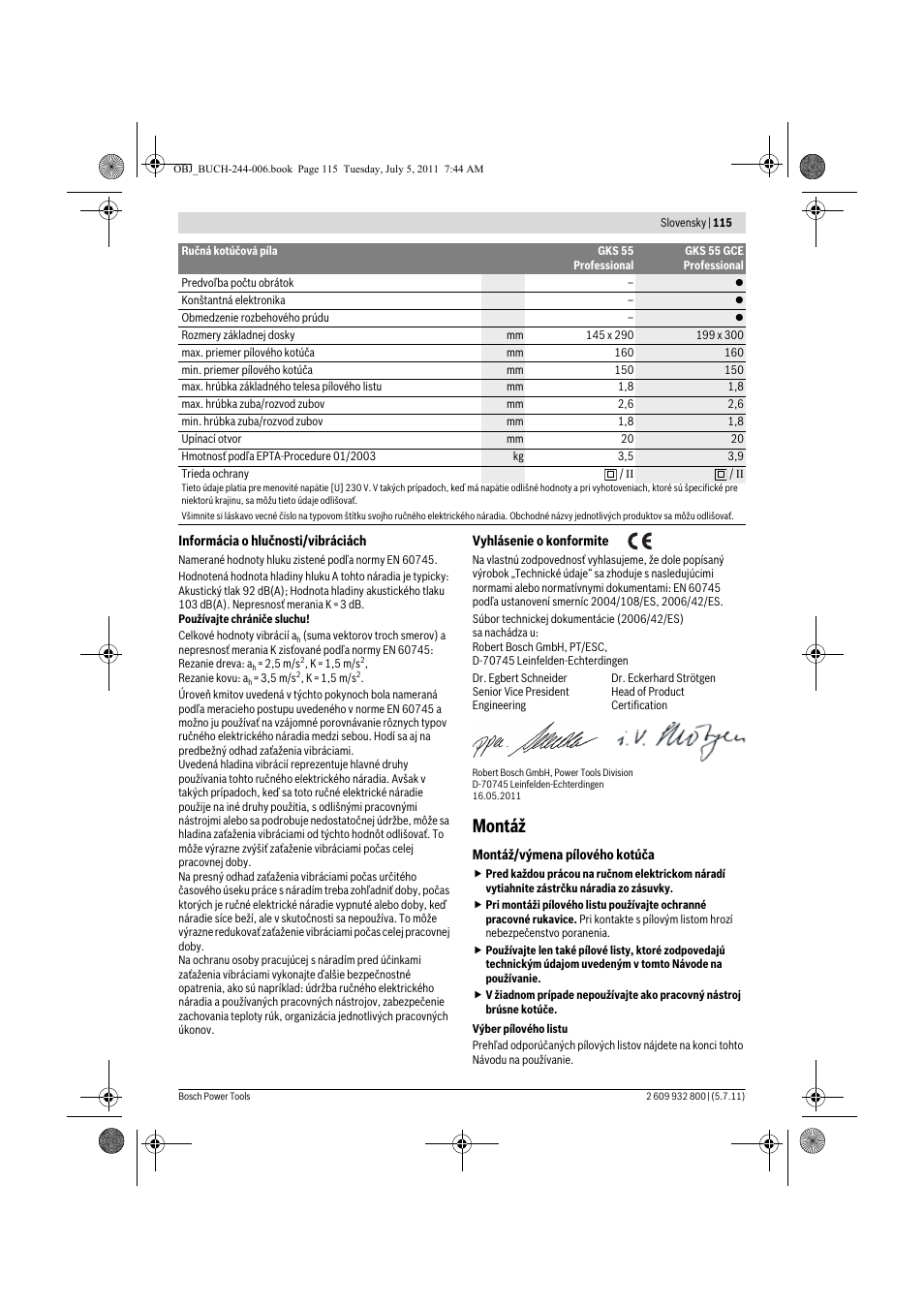 Montáž | Bosch GKS Professional 55 User Manual | Page 115 / 213