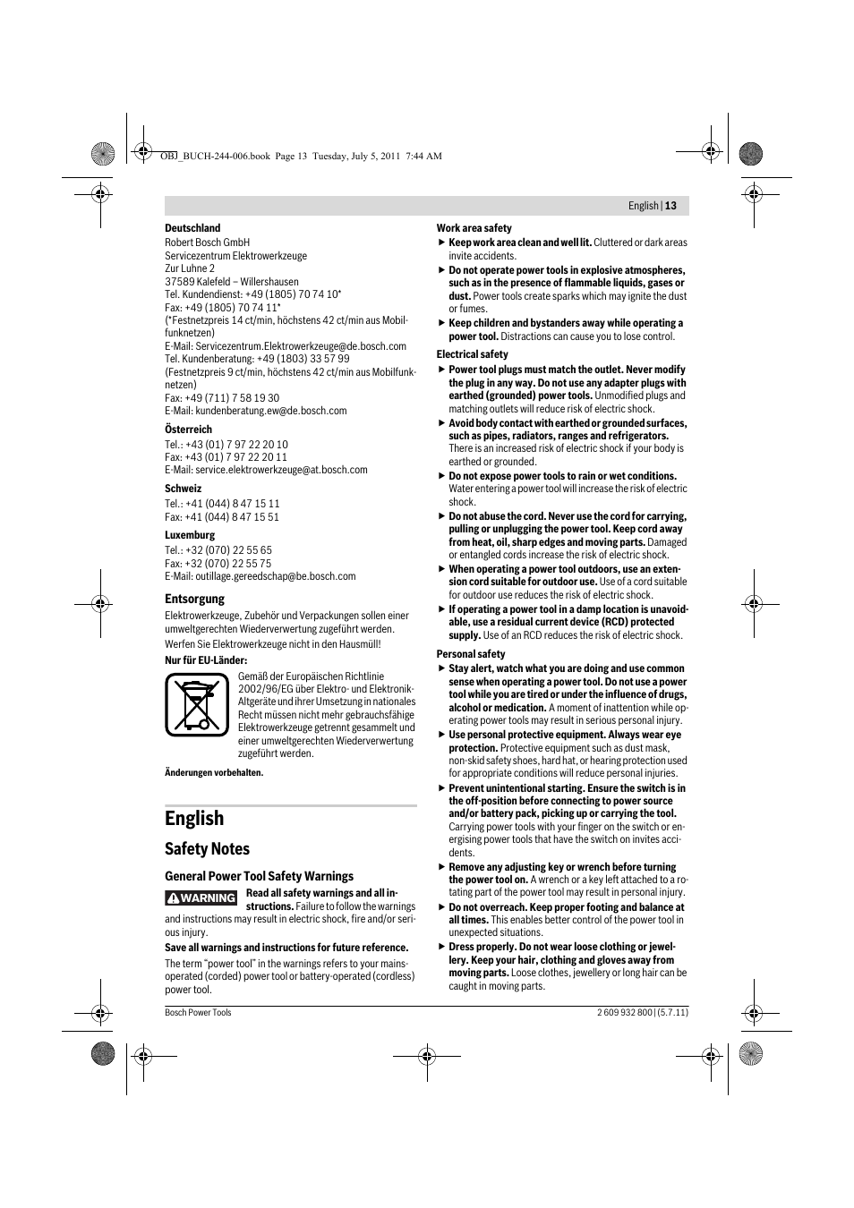 English | Bosch GKS Professional 55 User Manual | Page 13 / 213