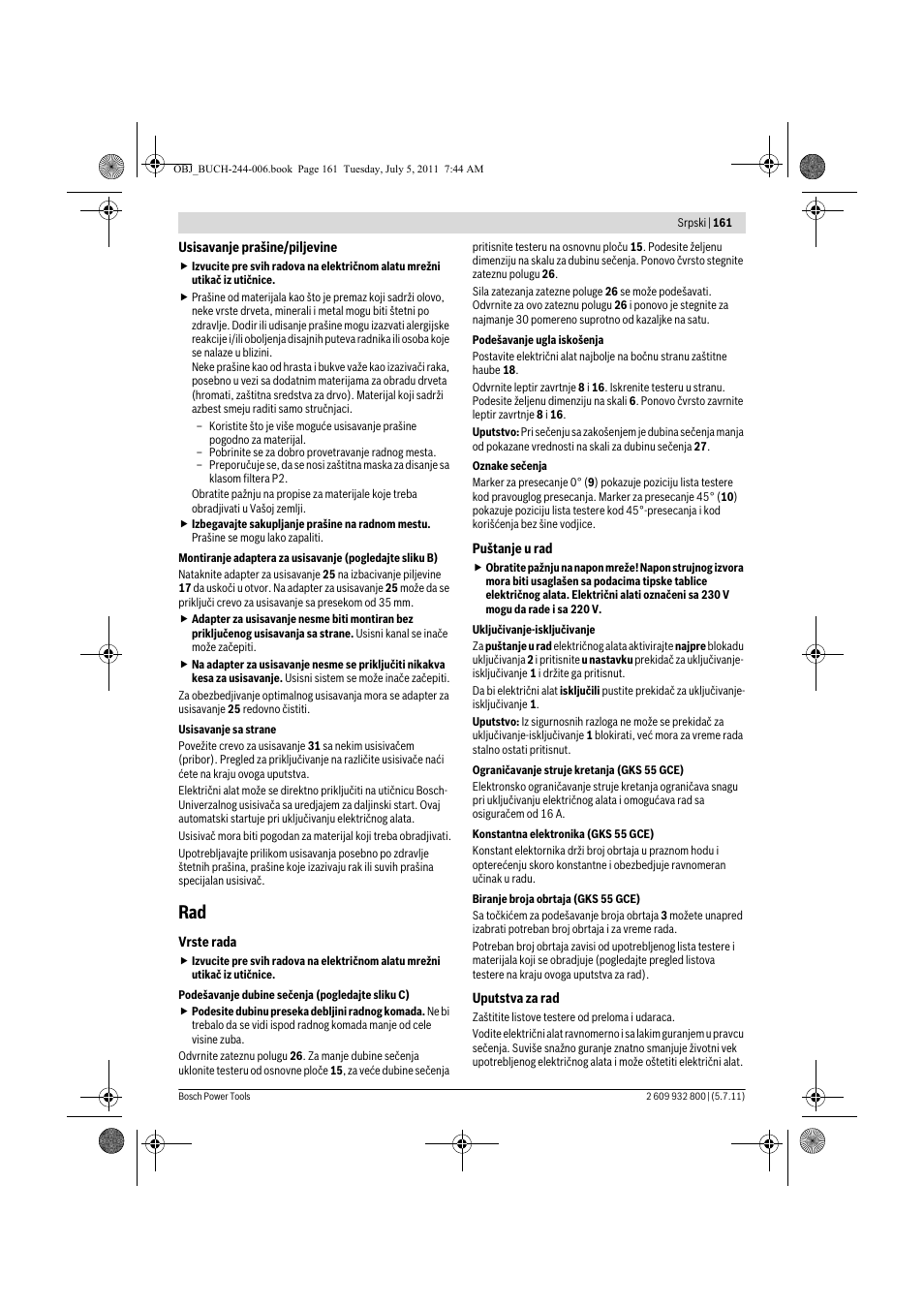 Bosch GKS Professional 55 User Manual | Page 161 / 213