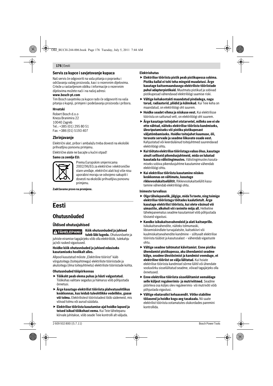 Eesti, Ohutusnõuded | Bosch GKS Professional 55 User Manual | Page 176 / 213