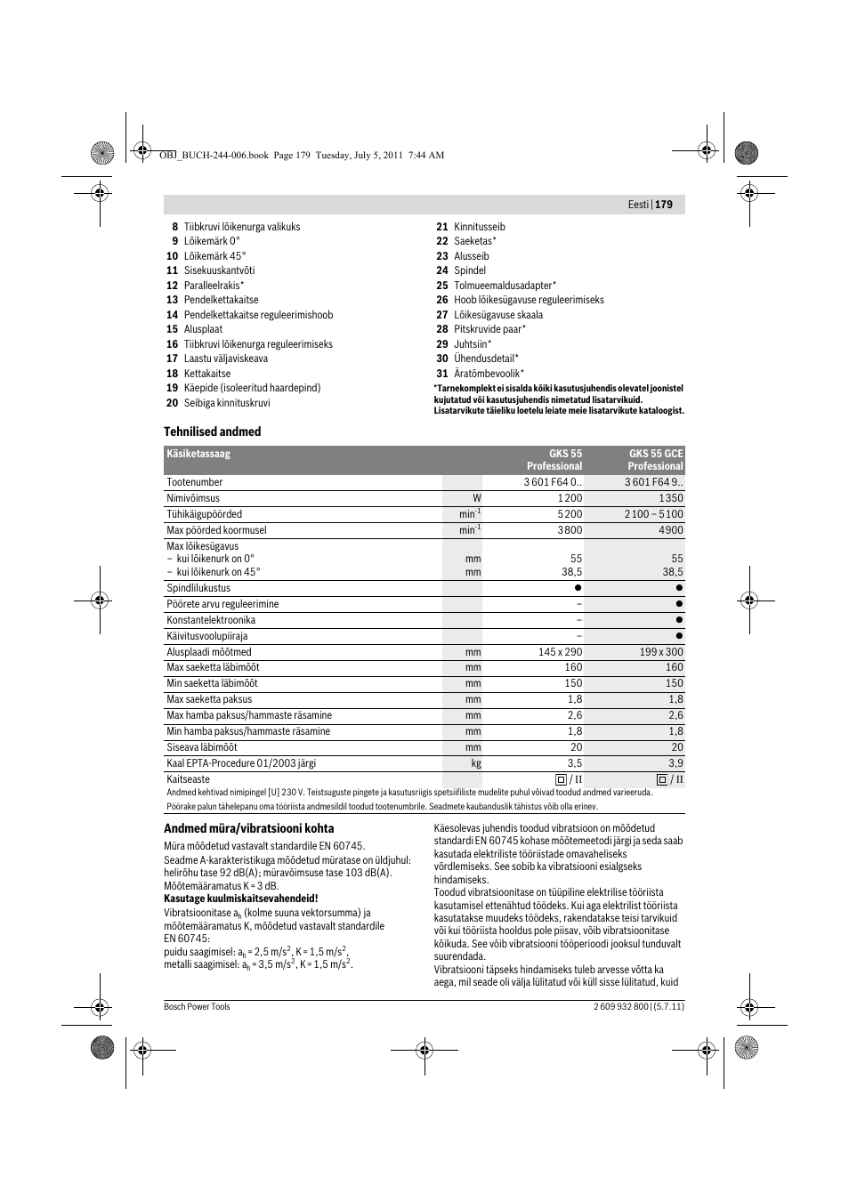 Bosch GKS Professional 55 User Manual | Page 179 / 213