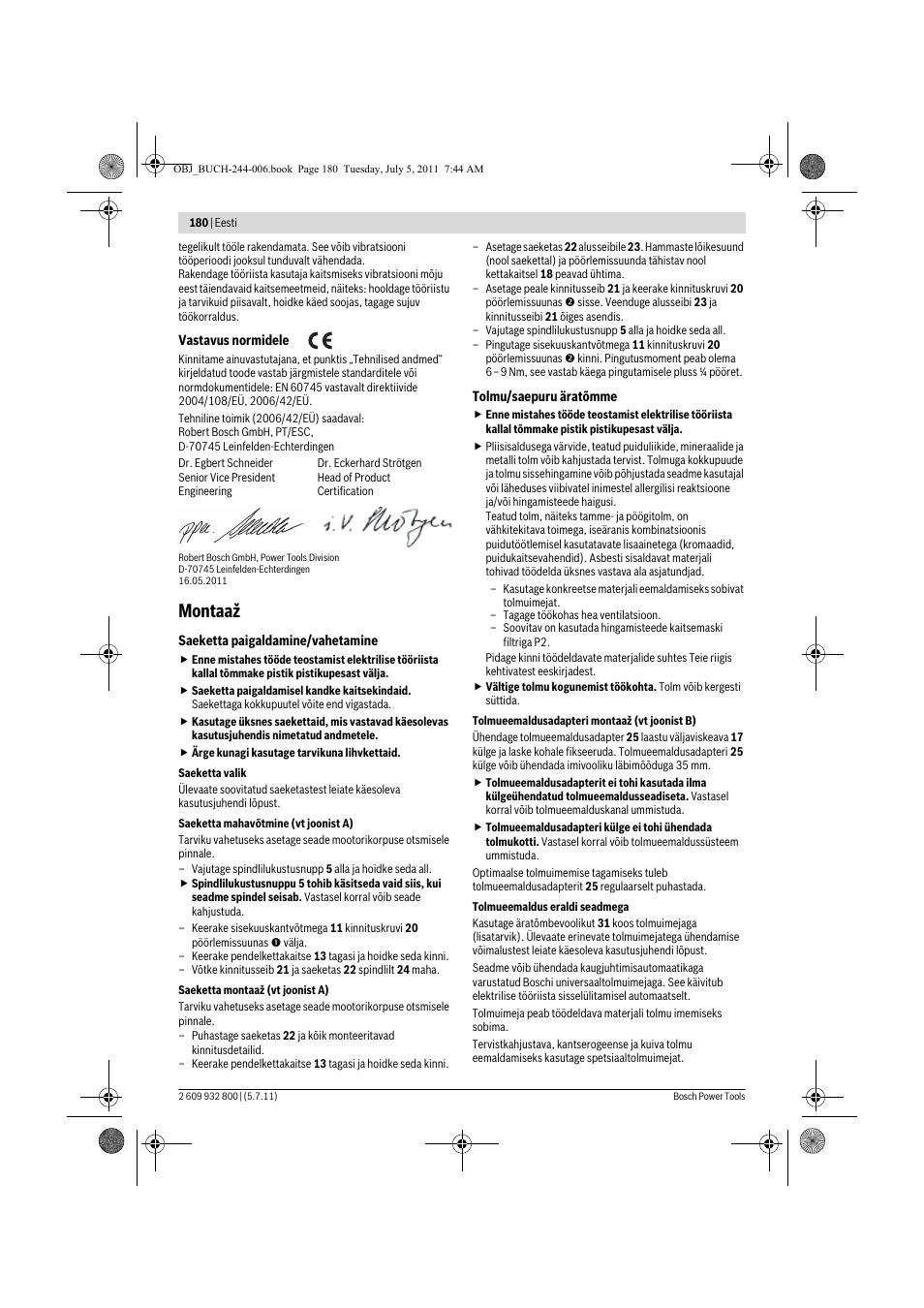 Montaaž | Bosch GKS Professional 55 User Manual | Page 180 / 213