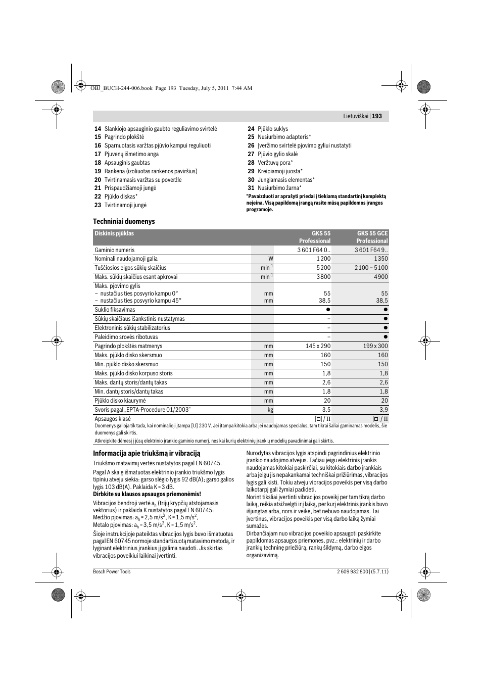 Bosch GKS Professional 55 User Manual | Page 193 / 213
