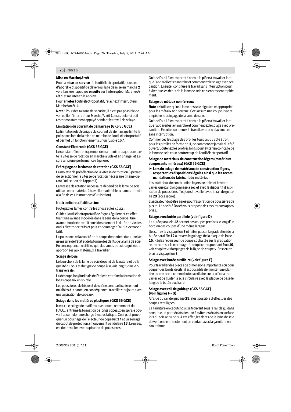 Bosch GKS Professional 55 User Manual | Page 26 / 213