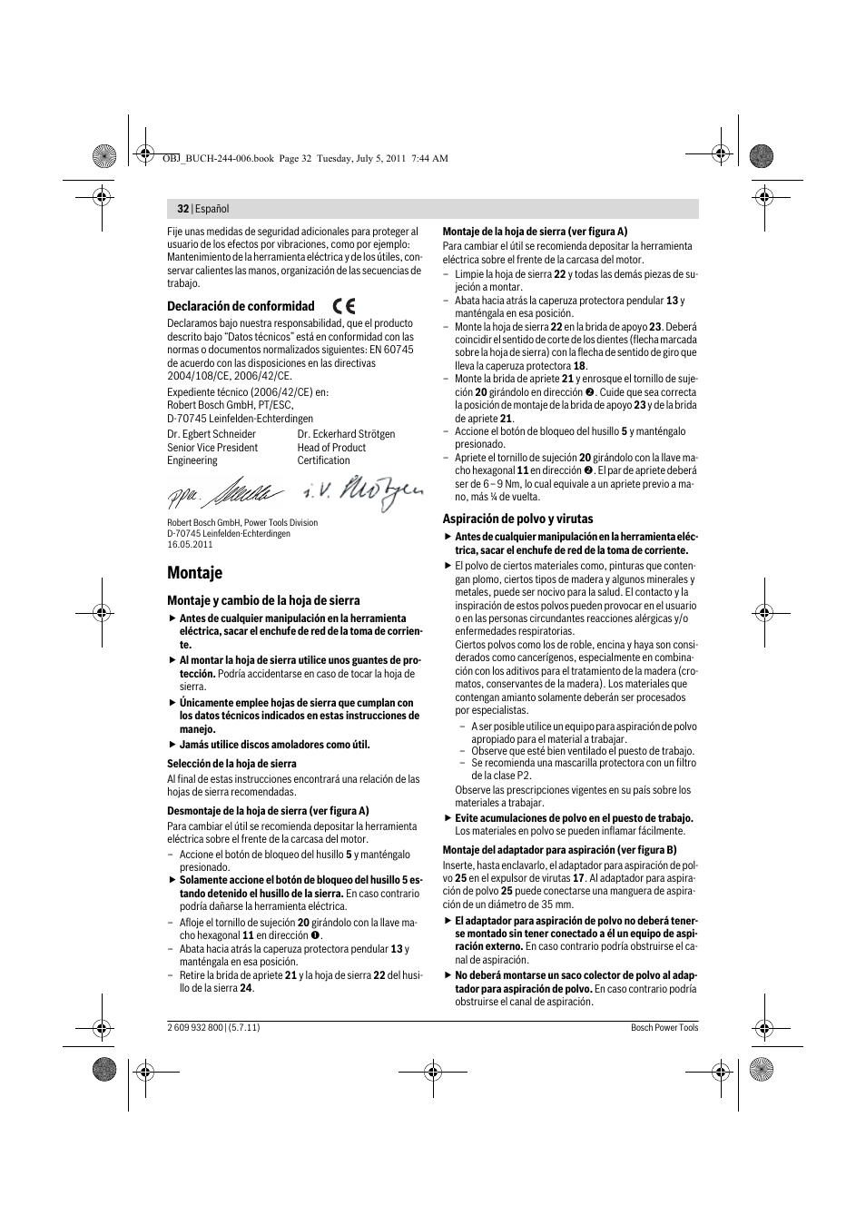 Montaje | Bosch GKS Professional 55 User Manual | Page 32 / 213