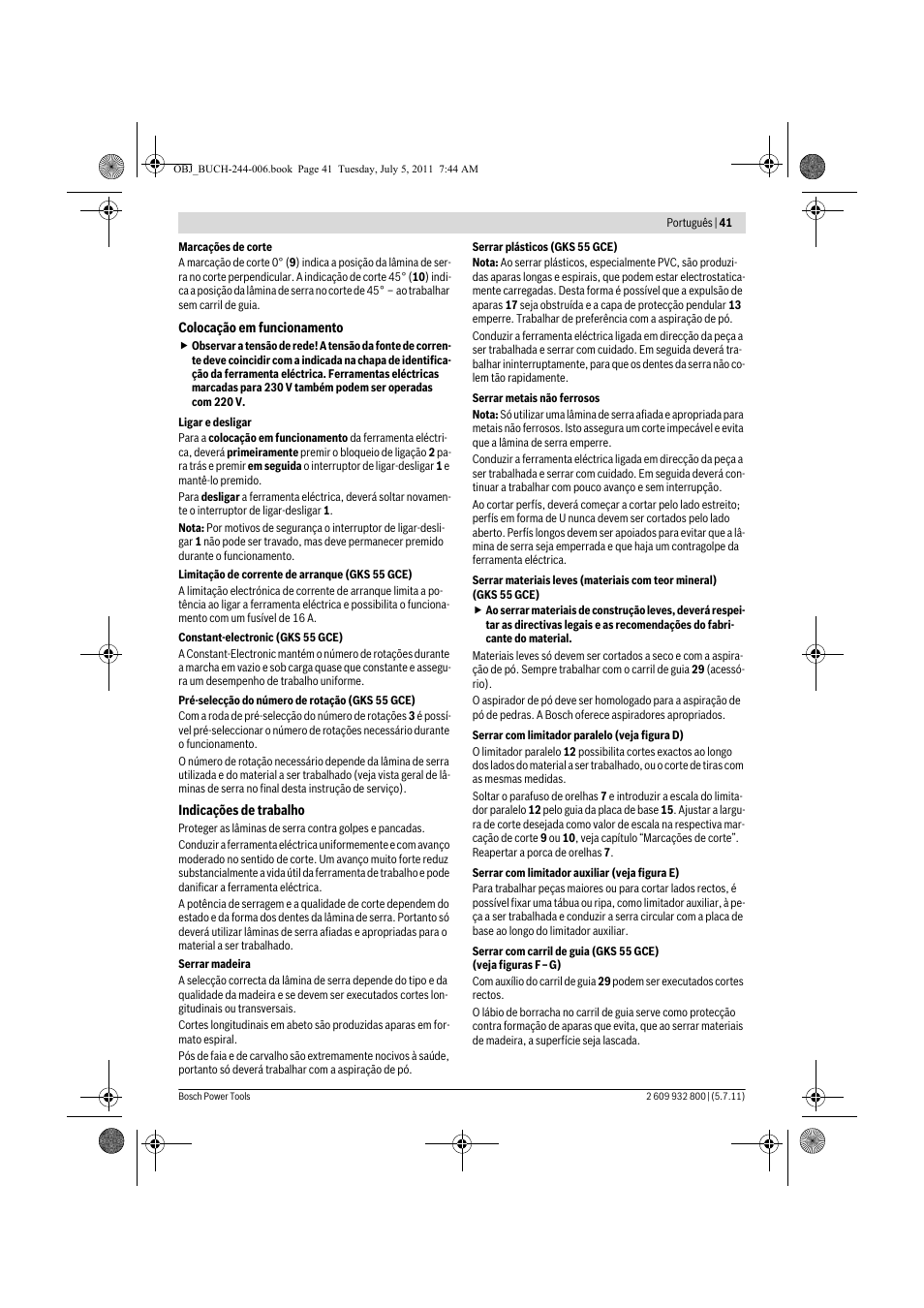 Bosch GKS Professional 55 User Manual | Page 41 / 213