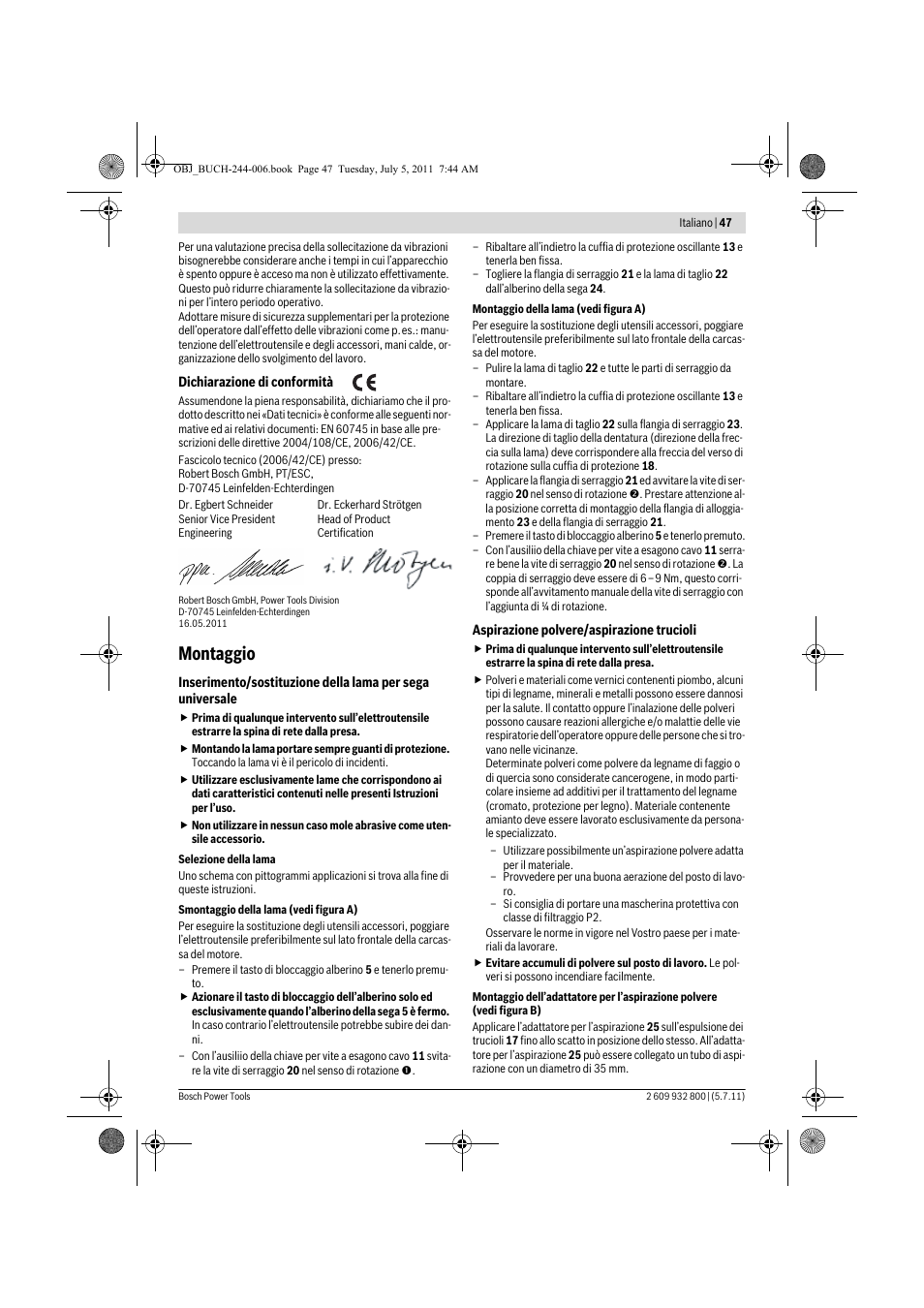 Montaggio | Bosch GKS Professional 55 User Manual | Page 47 / 213