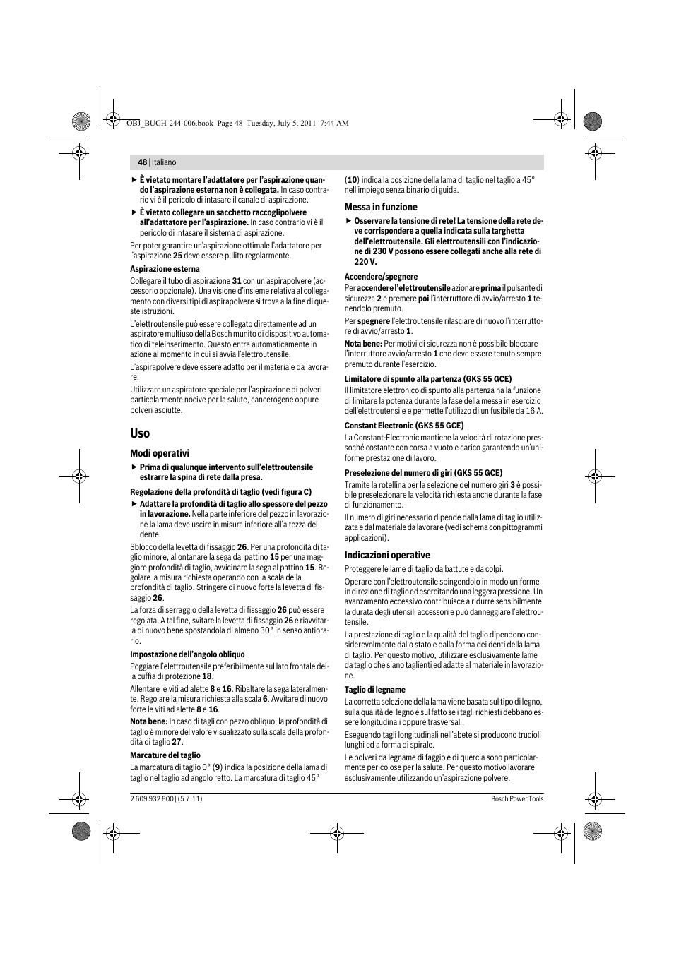 Bosch GKS Professional 55 User Manual | Page 48 / 213