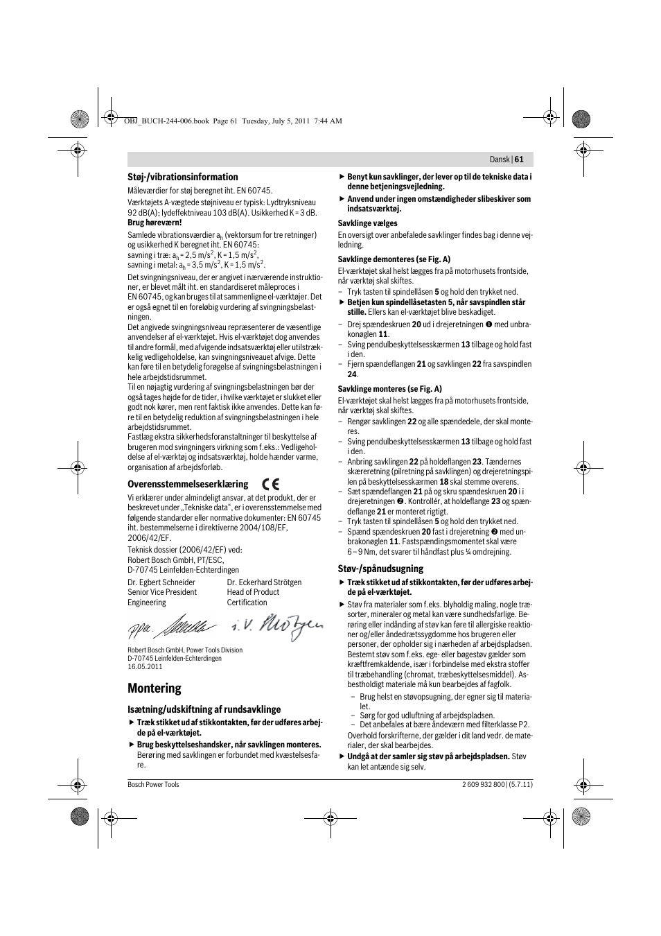 Montering | Bosch GKS Professional 55 User Manual | Page 61 / 213