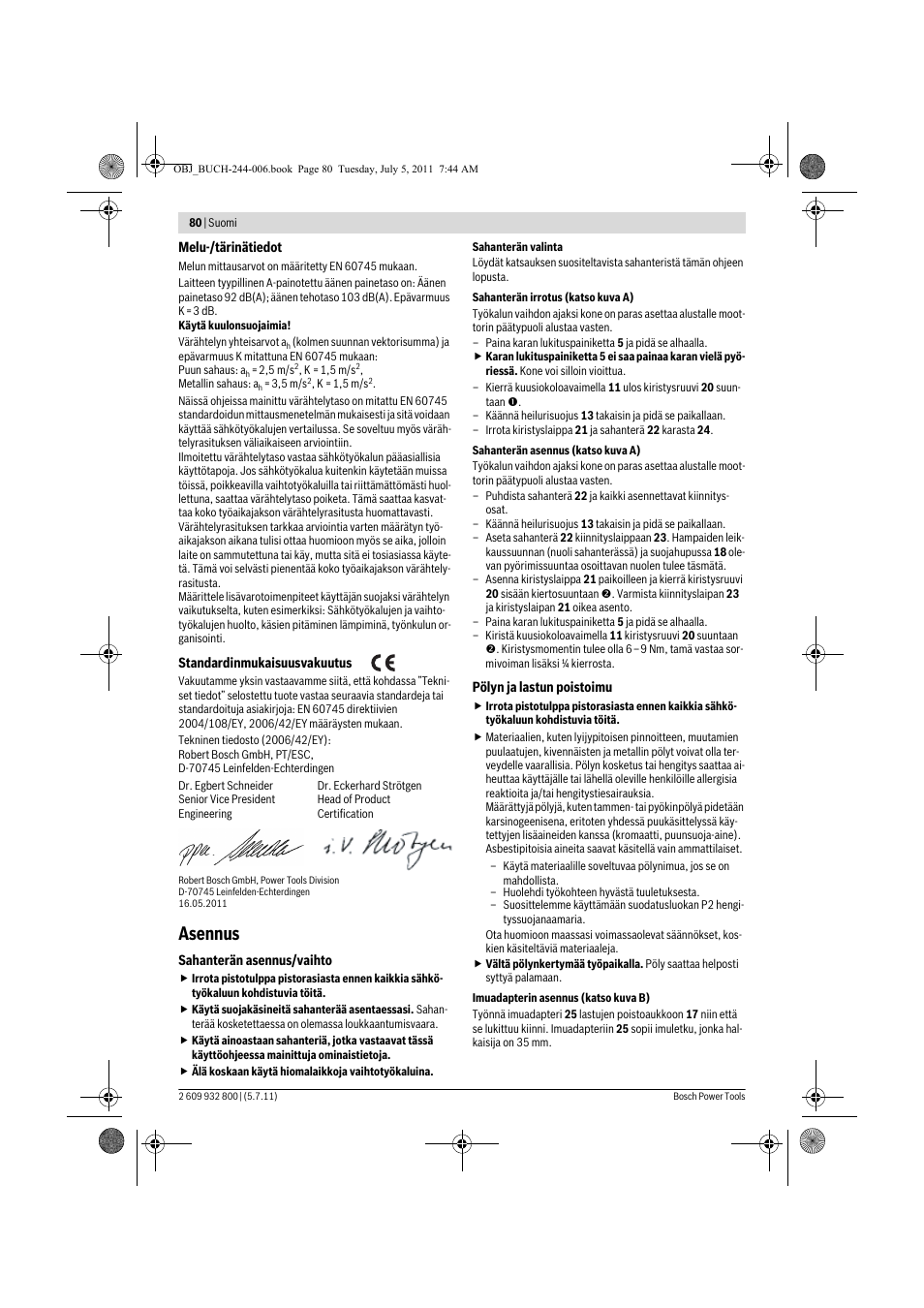 Asennus | Bosch GKS Professional 55 User Manual | Page 80 / 213