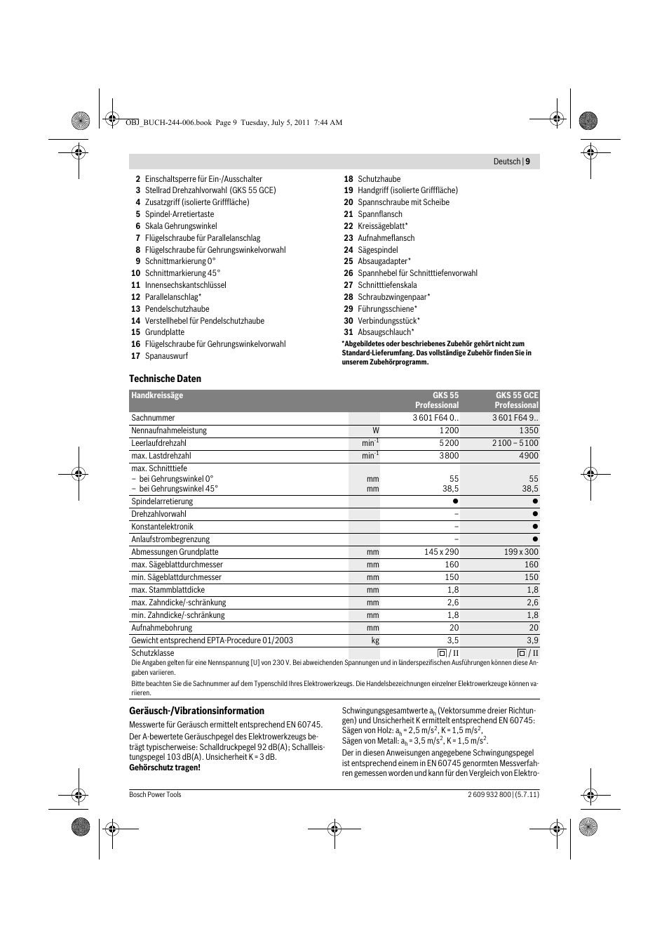 Bosch GKS Professional 55 User Manual | Page 9 / 213