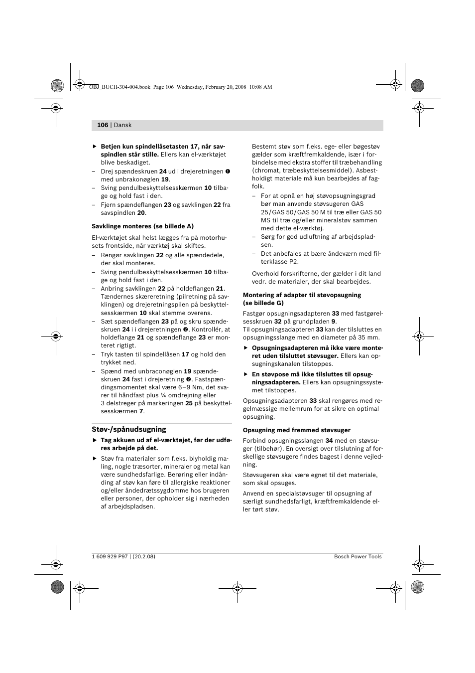 Bosch GKS 36 V-LI Professional User Manual | Page 106 / 349