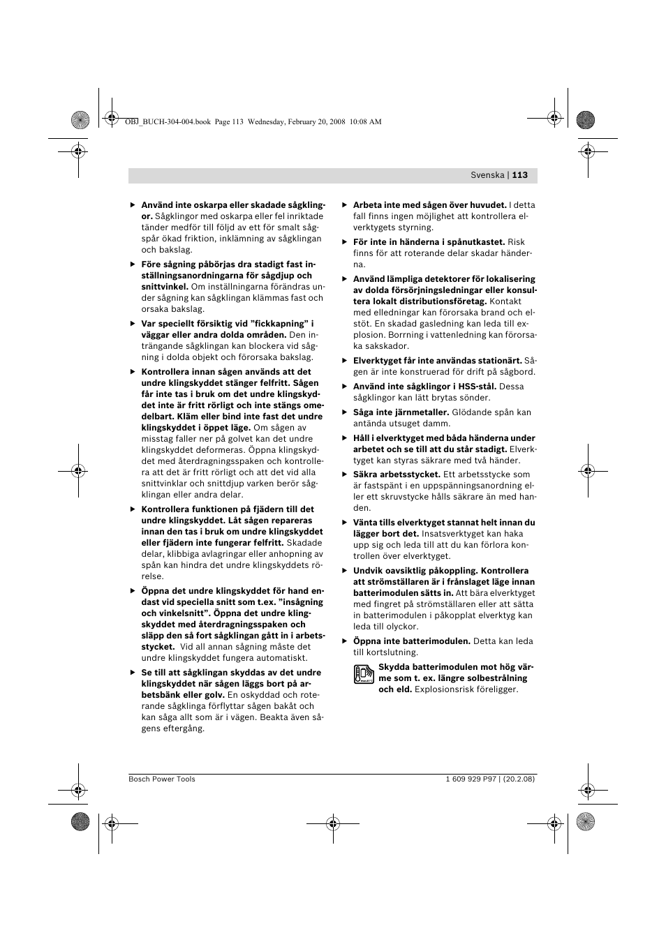 Bosch GKS 36 V-LI Professional User Manual | Page 113 / 349