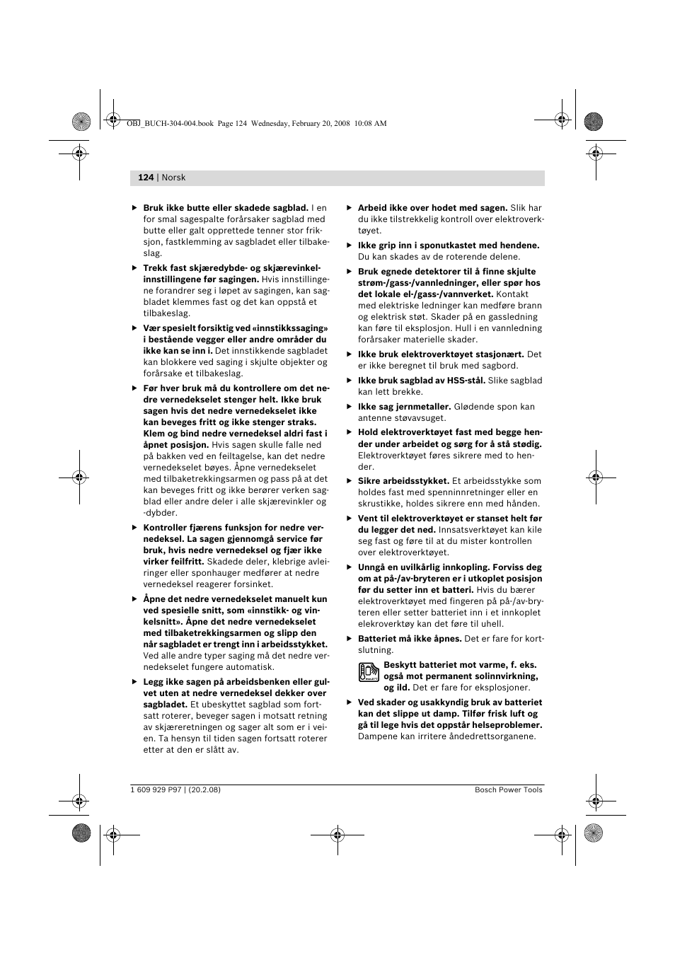 Bosch GKS 36 V-LI Professional User Manual | Page 124 / 349