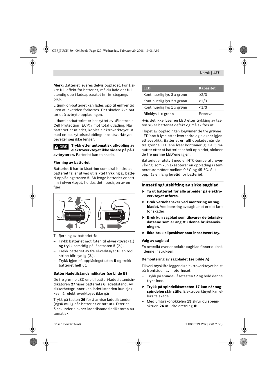 Bosch GKS 36 V-LI Professional User Manual | Page 127 / 349