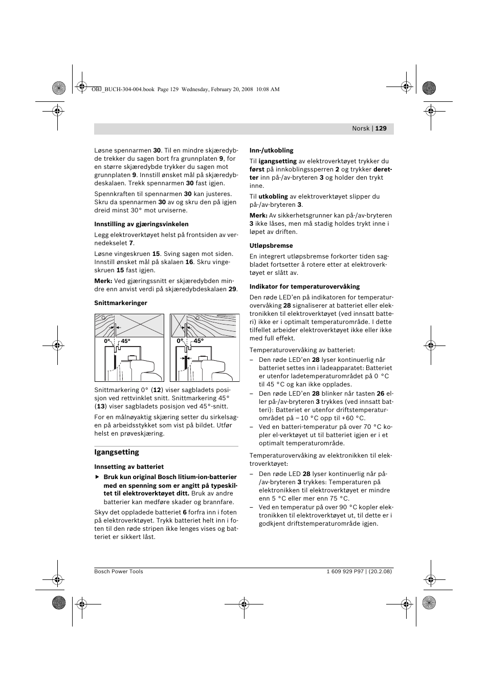 Bosch GKS 36 V-LI Professional User Manual | Page 129 / 349