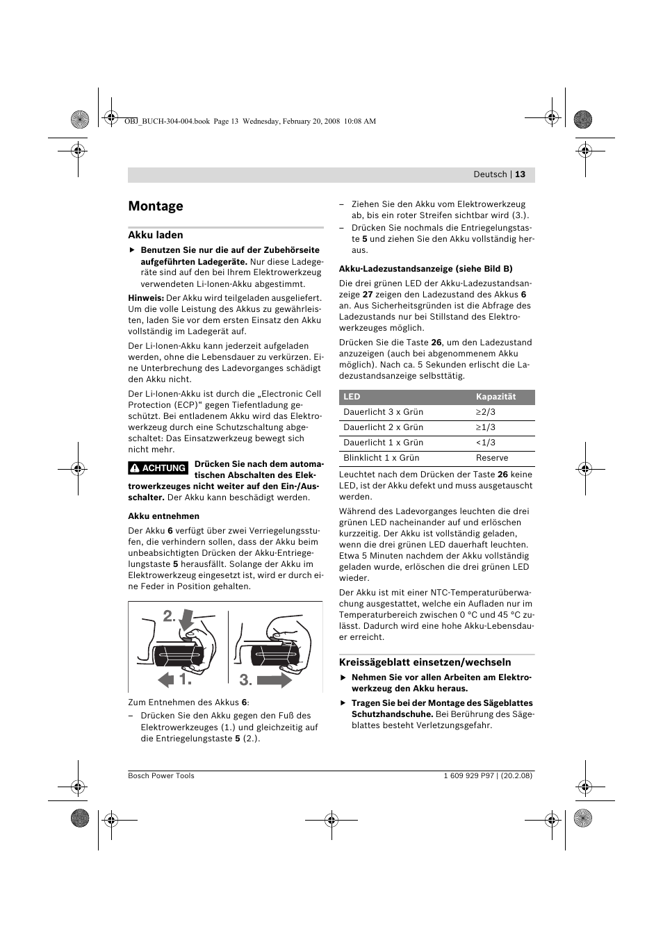 Montage | Bosch GKS 36 V-LI Professional User Manual | Page 13 / 349