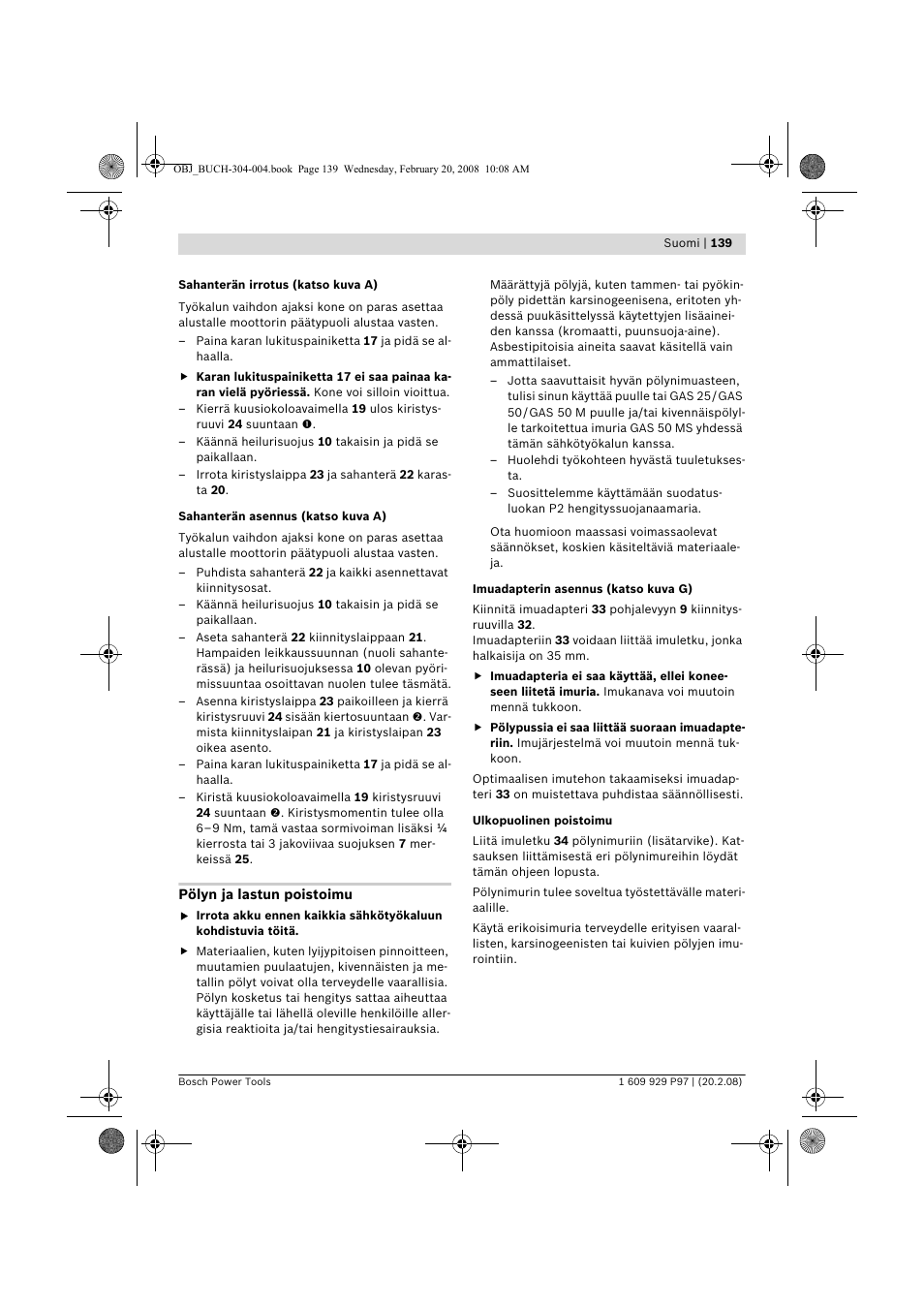 Bosch GKS 36 V-LI Professional User Manual | Page 139 / 349