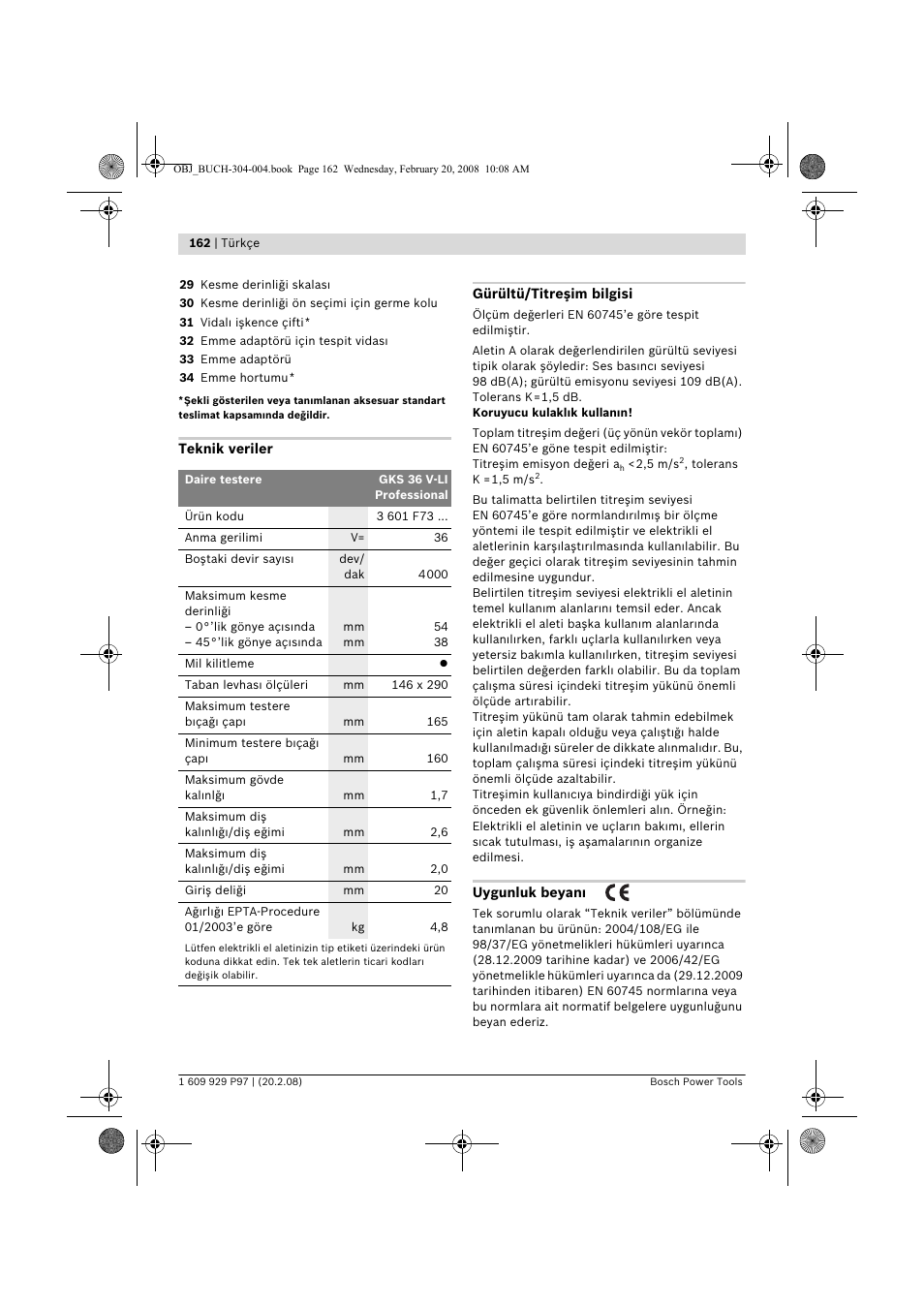 Bosch GKS 36 V-LI Professional User Manual | Page 162 / 349