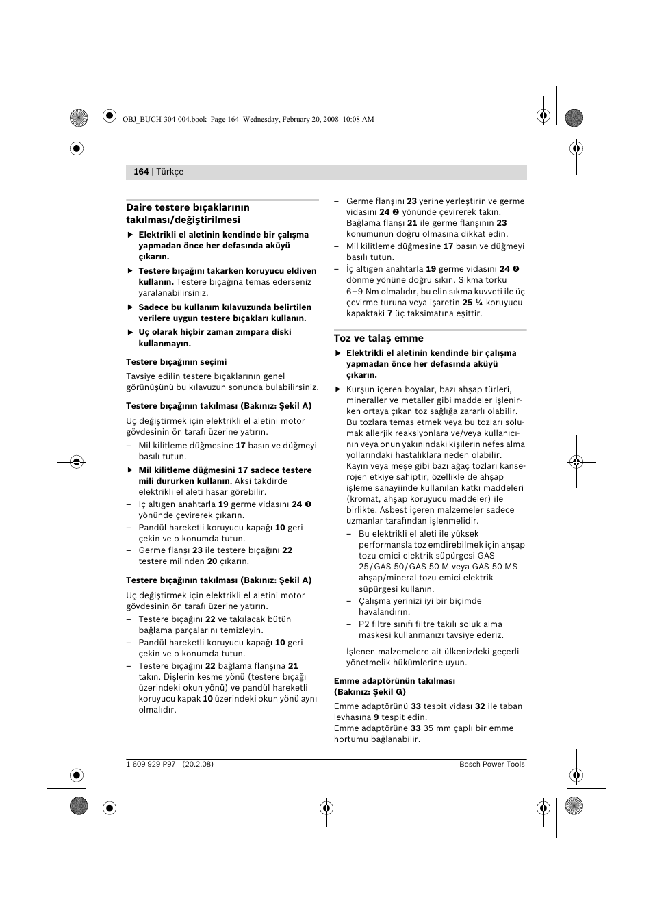 Bosch GKS 36 V-LI Professional User Manual | Page 164 / 349