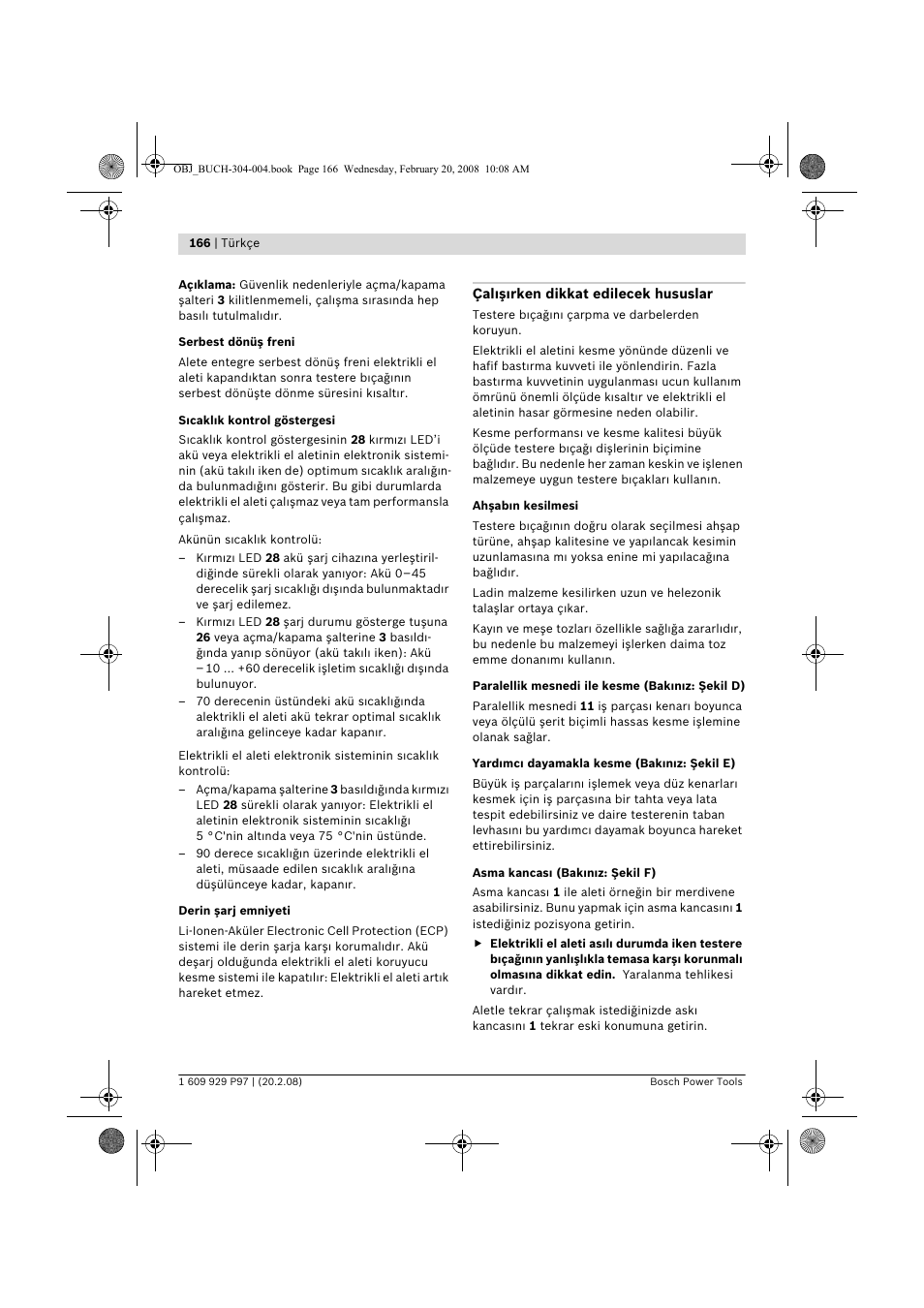 Bosch GKS 36 V-LI Professional User Manual | Page 166 / 349