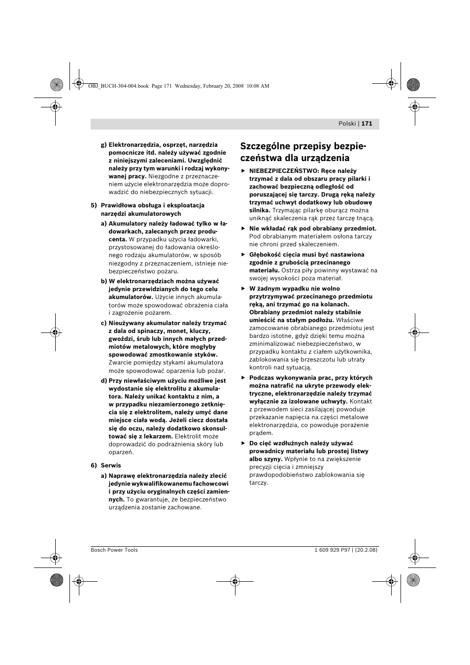 Bosch GKS 36 V-LI Professional User Manual | Page 171 / 349