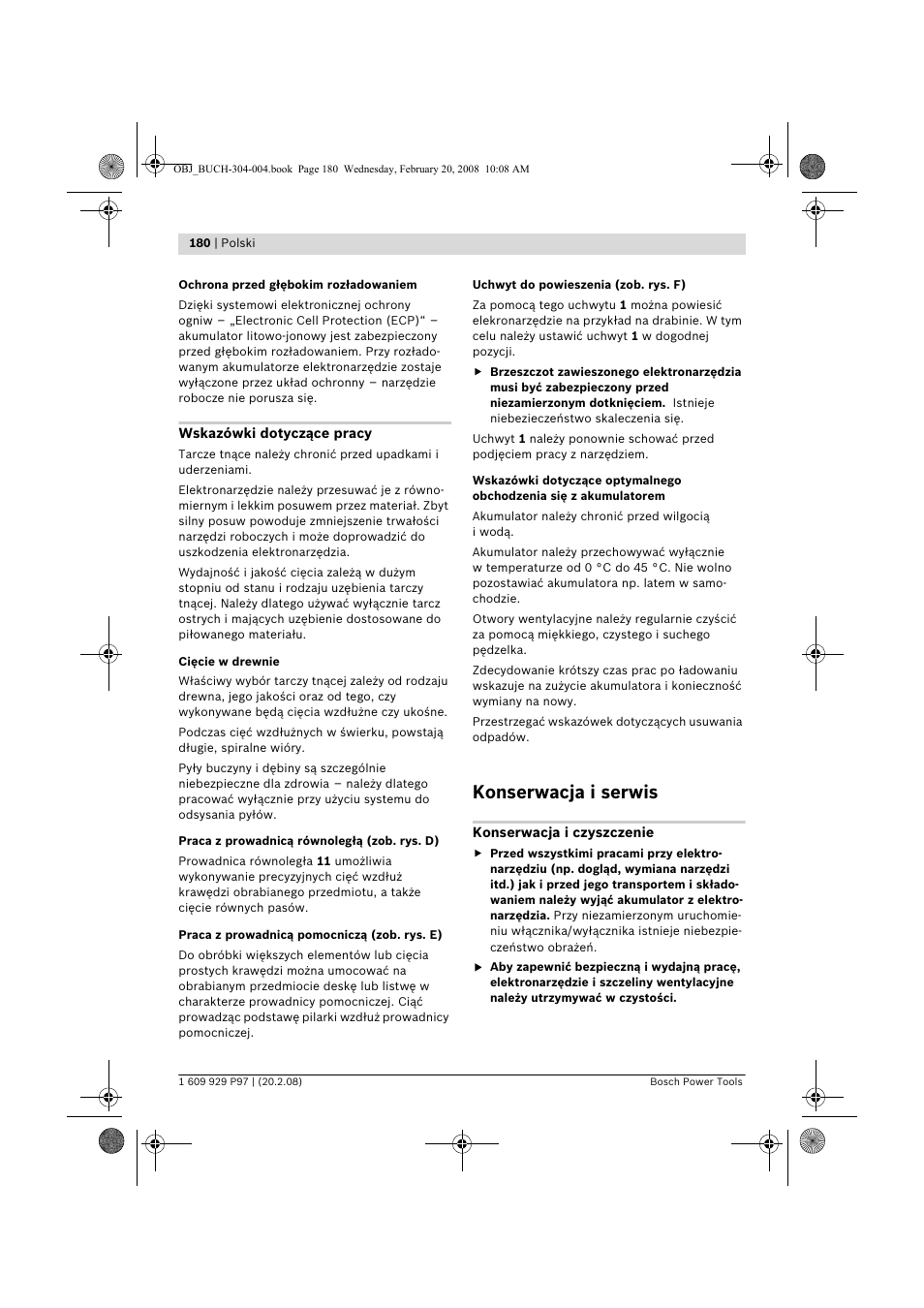 Konserwacja i serwis | Bosch GKS 36 V-LI Professional User Manual | Page 180 / 349