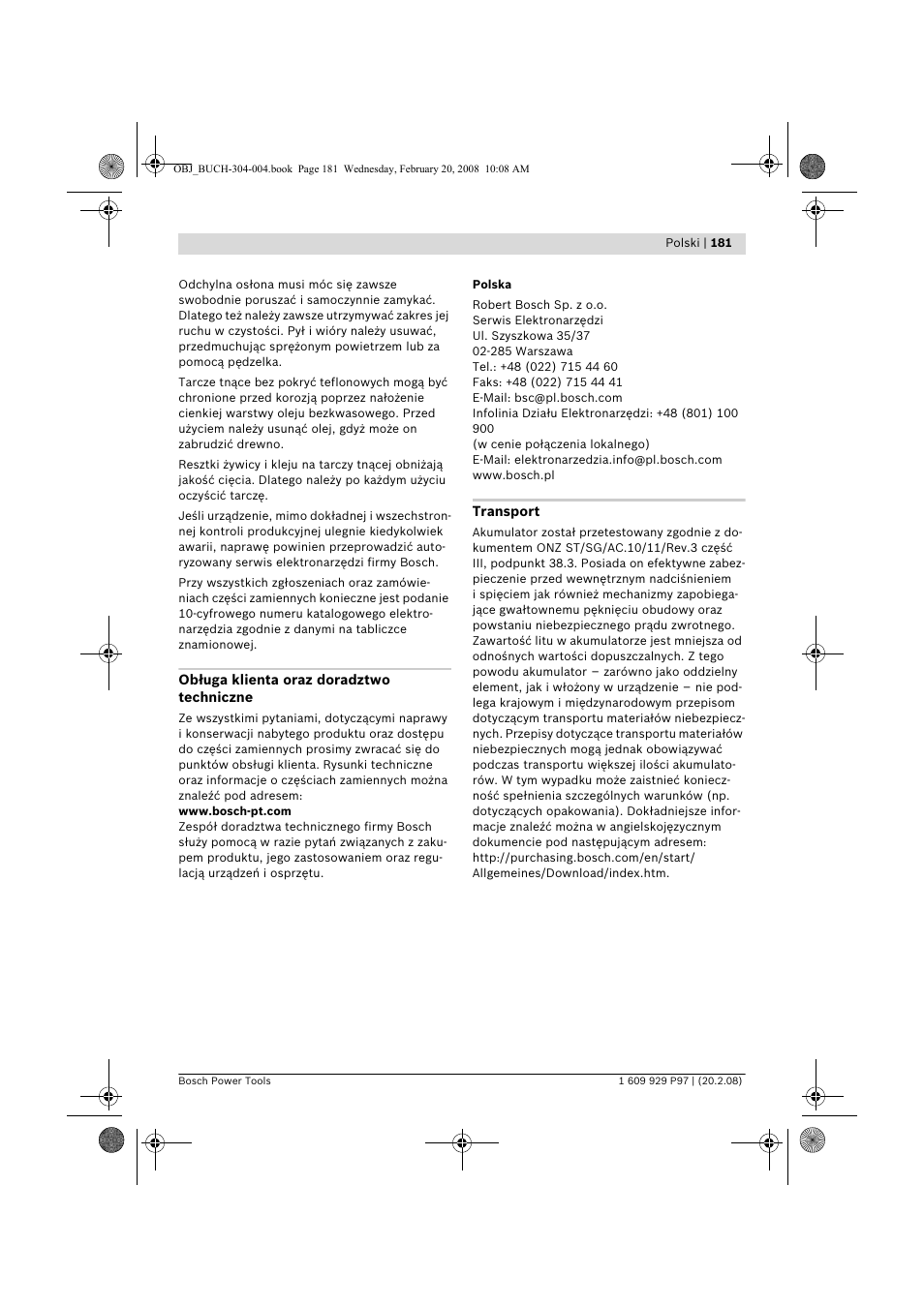 Bosch GKS 36 V-LI Professional User Manual | Page 181 / 349