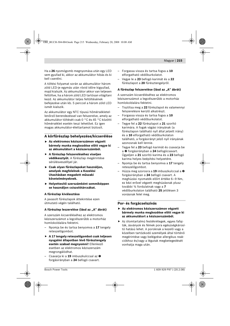 Bosch GKS 36 V-LI Professional User Manual | Page 215 / 349