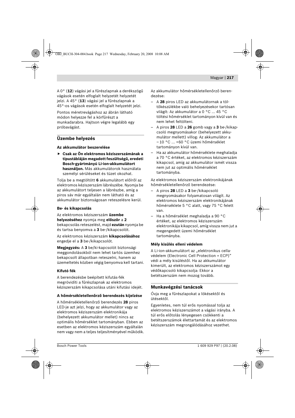 Bosch GKS 36 V-LI Professional User Manual | Page 217 / 349