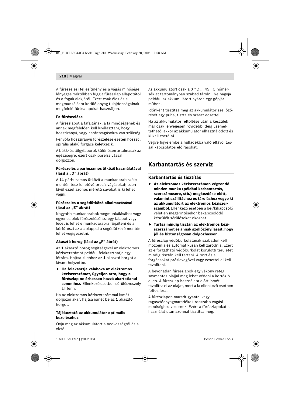 Karbantartás és szerviz | Bosch GKS 36 V-LI Professional User Manual | Page 218 / 349