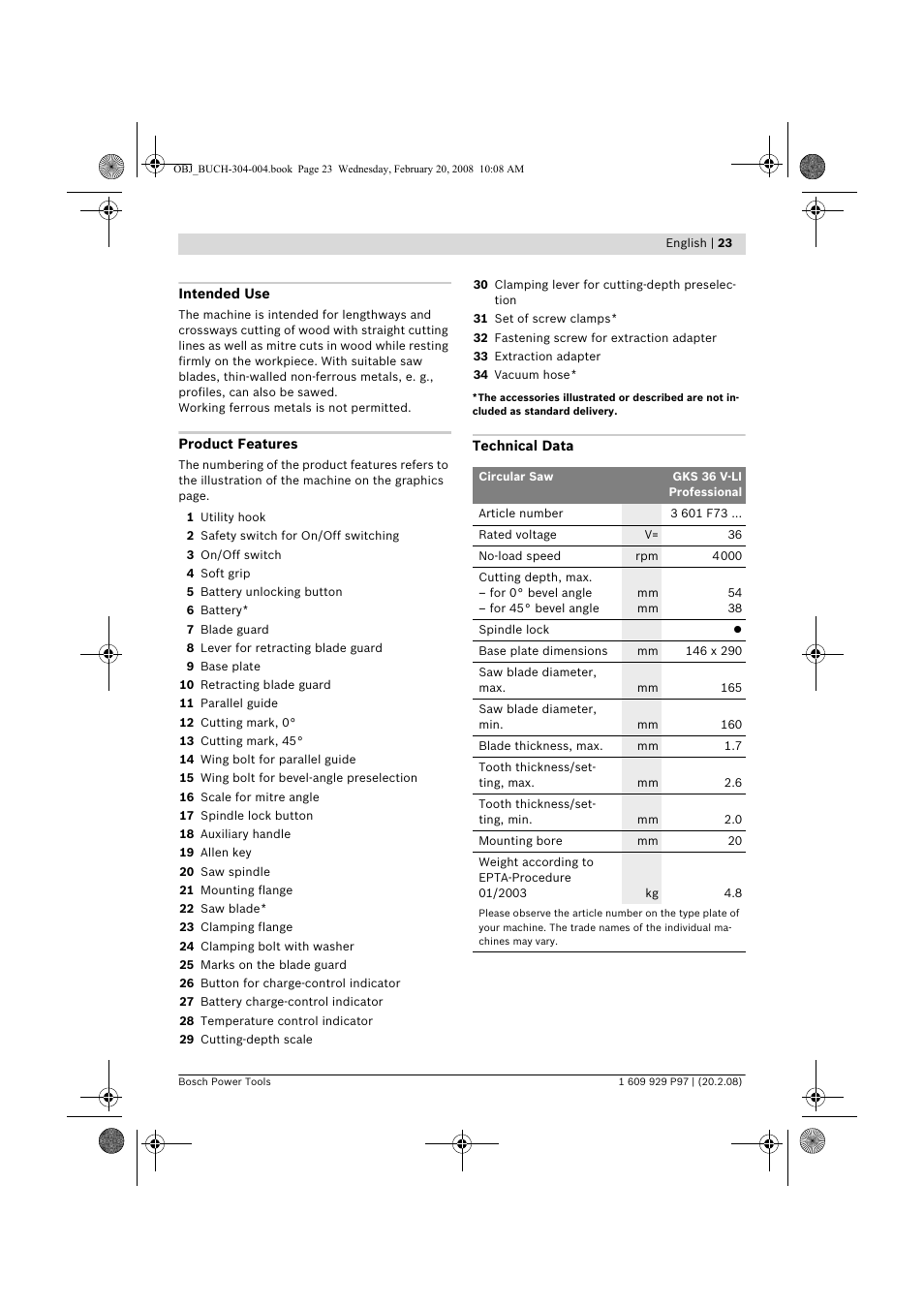 Bosch GKS 36 V-LI Professional User Manual | Page 23 / 349